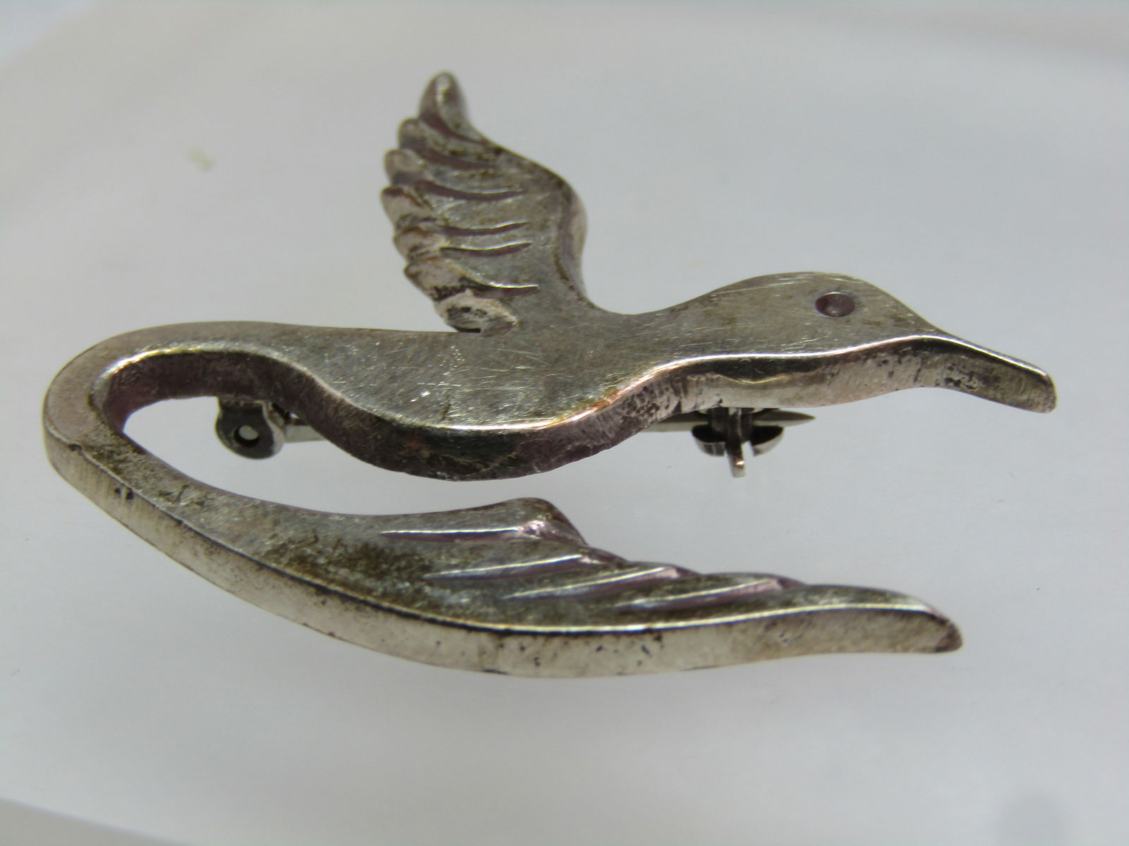 Vintage Sterling Hummingbird Brooch, Signed A.M., Possibly Navajo, 1960's - 6