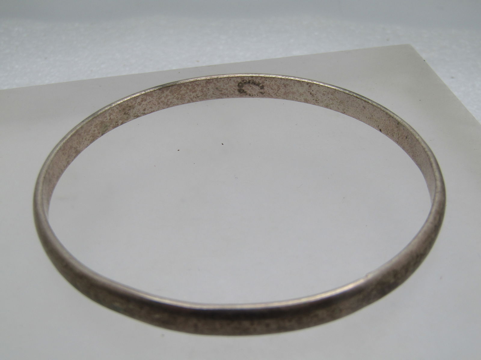 Vintage Silver Bangle Bracelet, 8", Unisex, Signed Taxco, Mexico, 1970's-1980's - 4