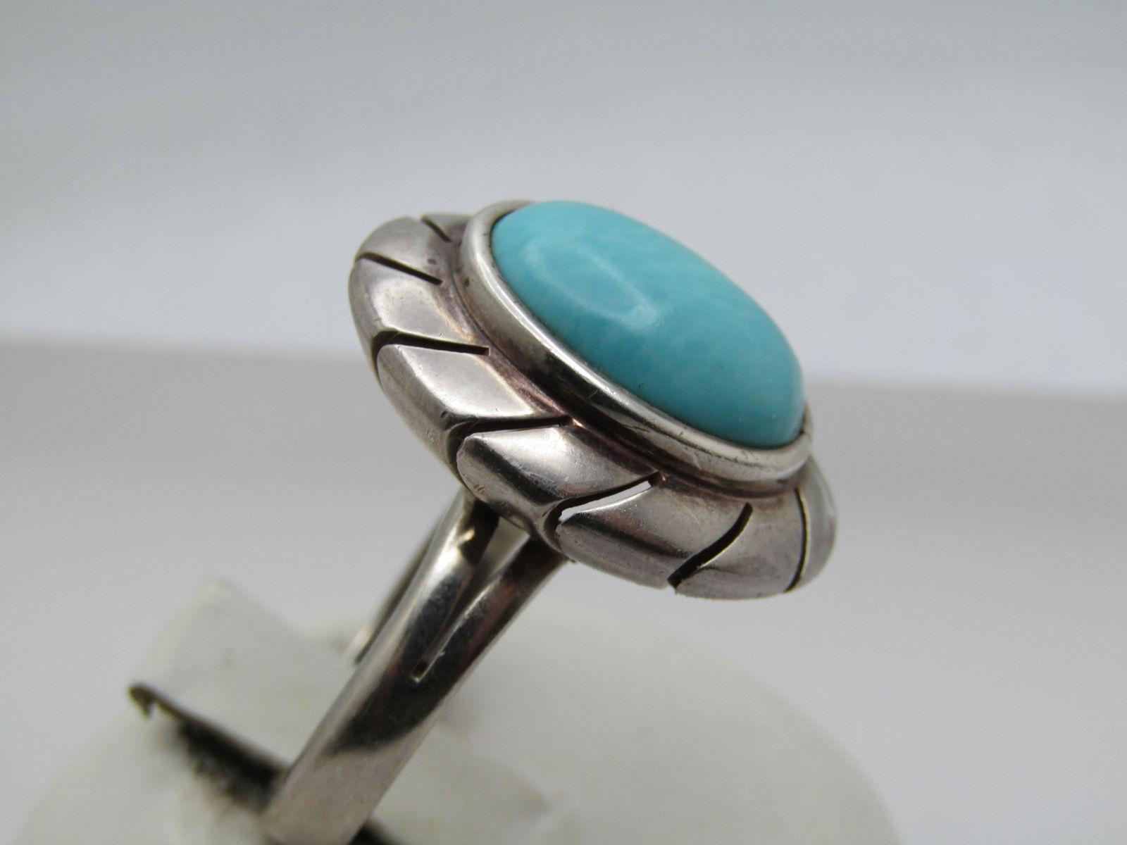 Sterling Mexican Turquoise Colored Ring, Sz. 8.5, Signed CII, Mexico, 1990's-2000's - 2