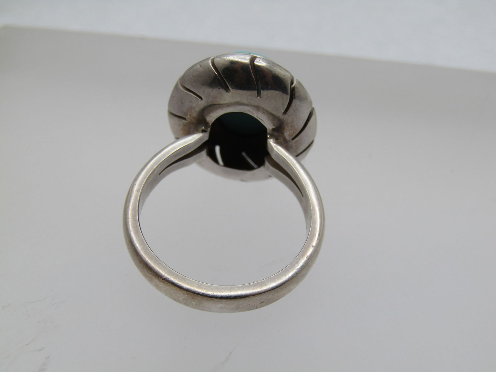 Sterling Mexican Turquoise Colored Ring, Sz. 8.5, Signed CII, Mexico, 1990's-2000's - 5