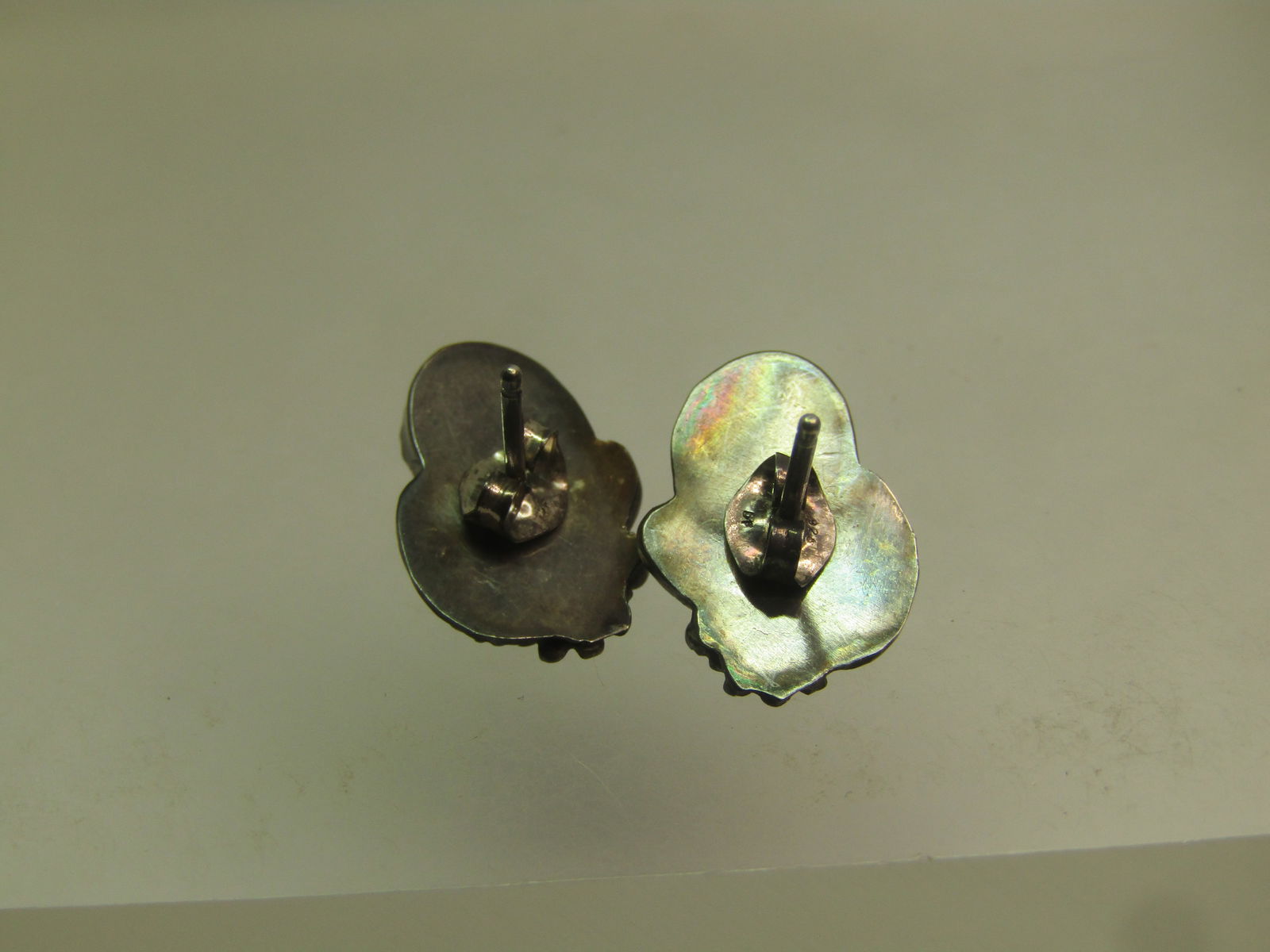 Vintage Sterling Southwestern Onyx Earrings, Pierced, 1980's, On Card - 5