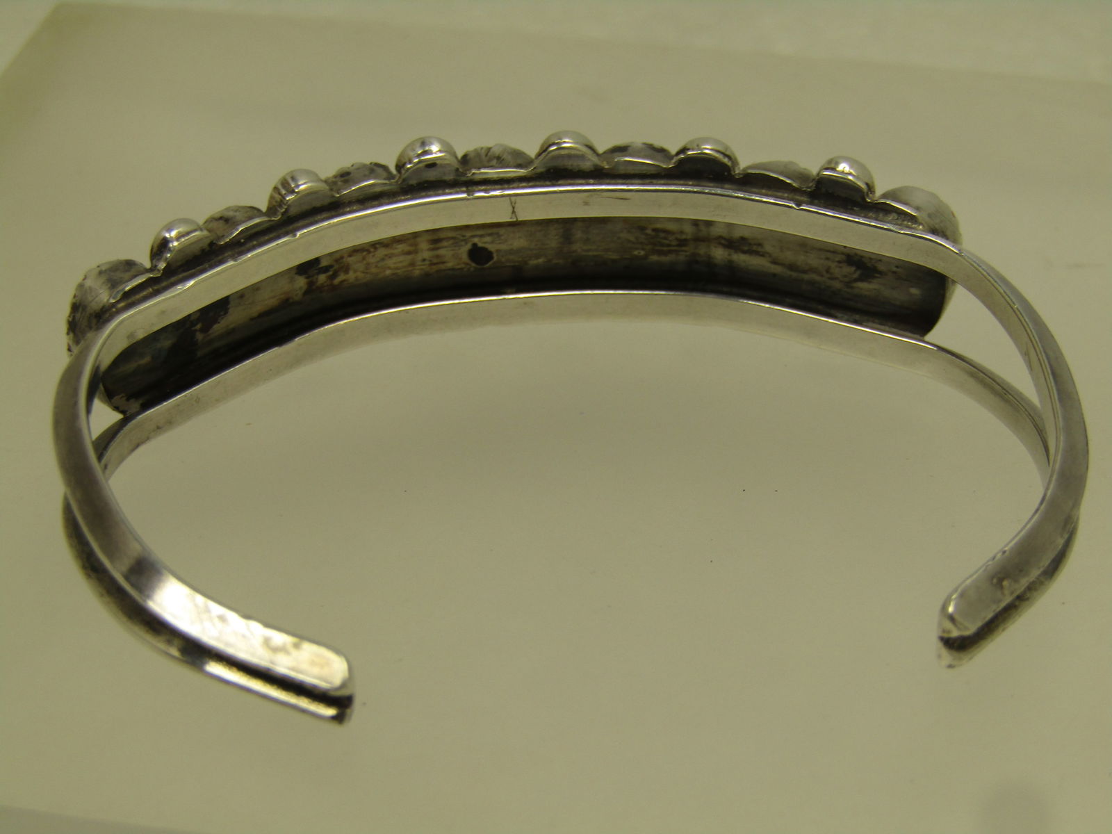 Vintage Sterling Southwestern Coral Cuff Bracelet, 6", 1960's-1980's - 4