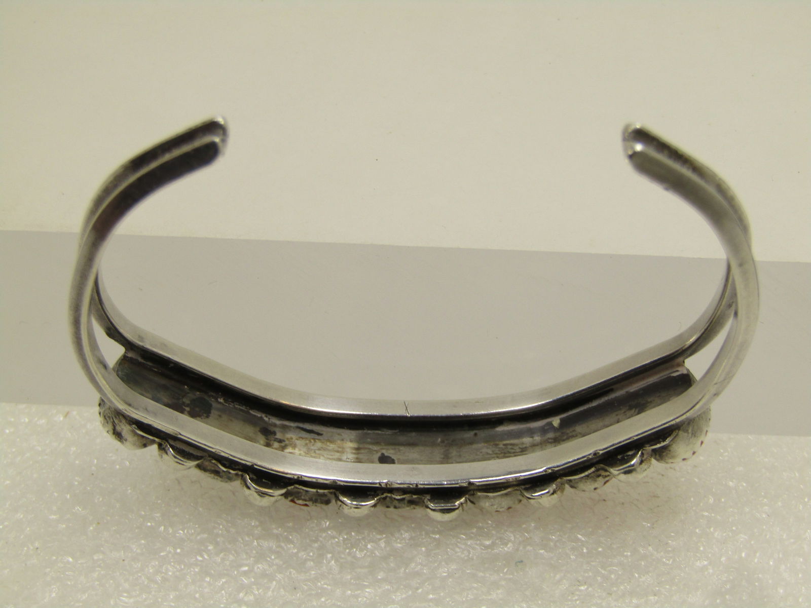 Vintage Sterling Southwestern Coral Cuff Bracelet, 6", 1960's-1980's - 7