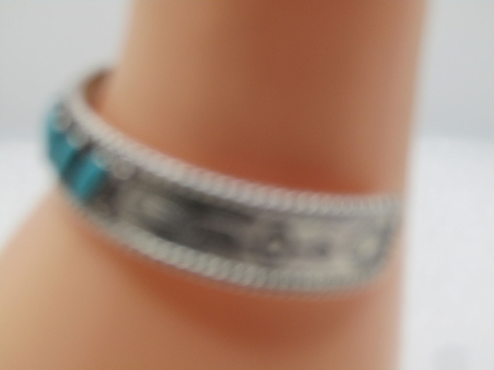 Vintage Sterling Southwestern Turquoise Cuff Bracelet, 6.75", 1980's-1990's - 2