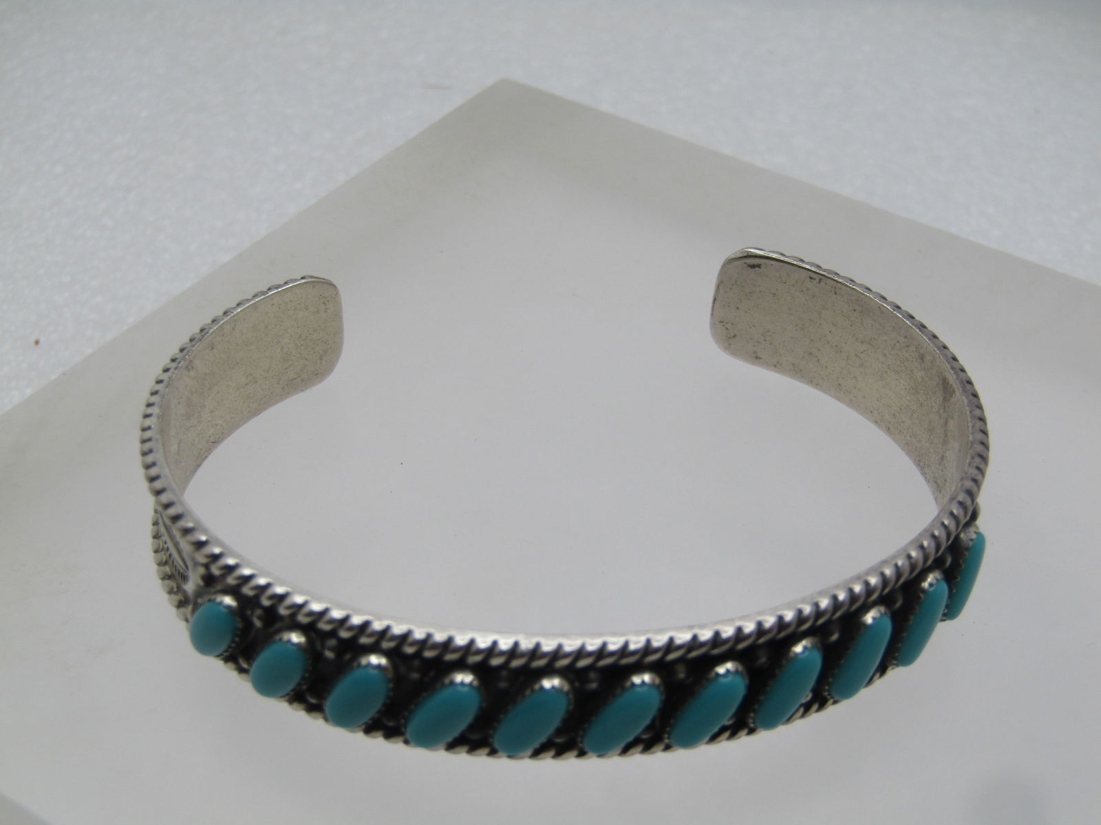 Vintage Sterling Southwestern Turquoise Cuff Bracelet, 6.75", 1980's-1990's - 6