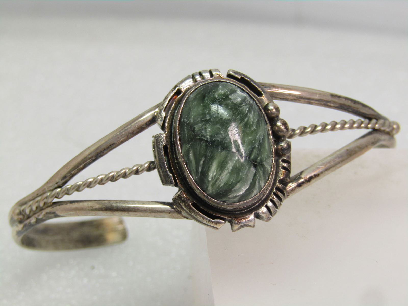 Vintage Sterling Southwestern Cuff Bracelet, Signed E. Jackson, Navajo, 1960's-1970's - 3