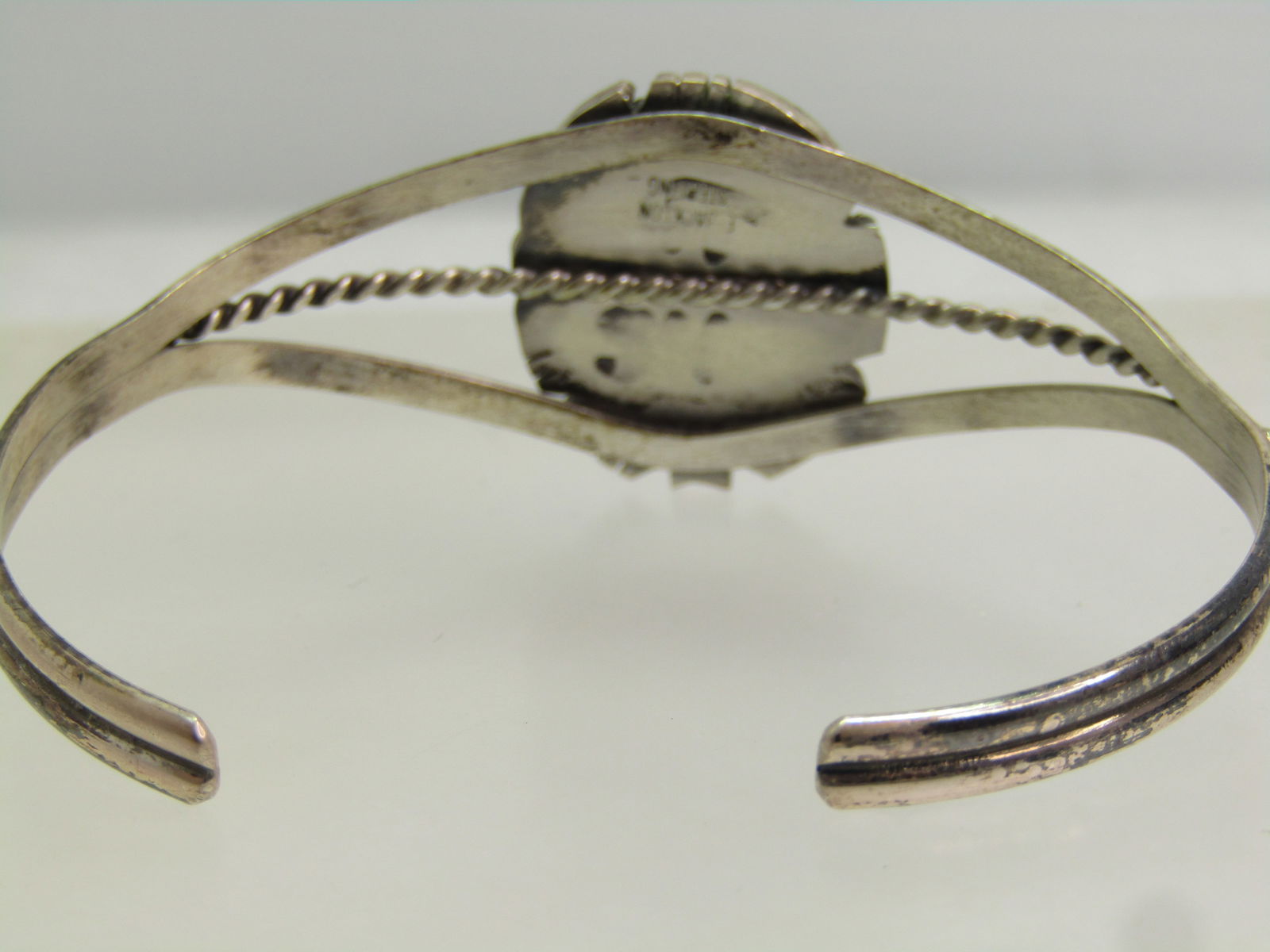 Vintage Sterling Southwestern Cuff Bracelet, Signed E. Jackson, Navajo, 1960's-1970's - 6