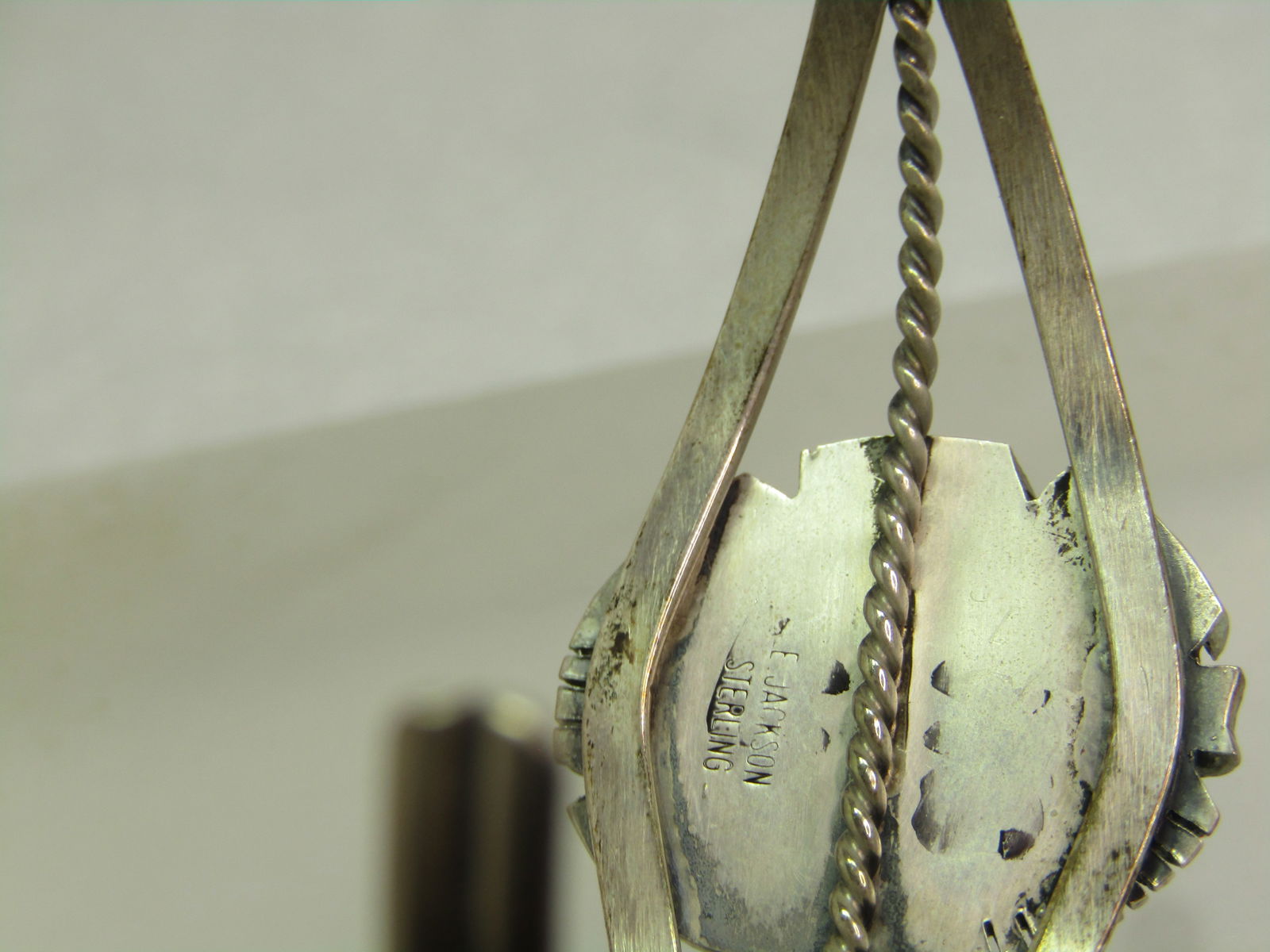 Vintage Sterling Southwestern Cuff Bracelet, Signed E. Jackson, Navajo, 1960's-1970's - 7