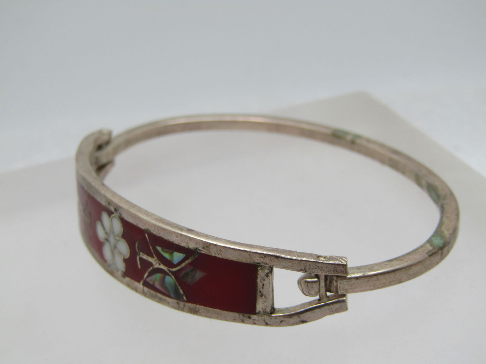 Vintage Sterling Inlaid Bracelet, Taxco, Mexico, 6.75, 1960's-1980's - 3