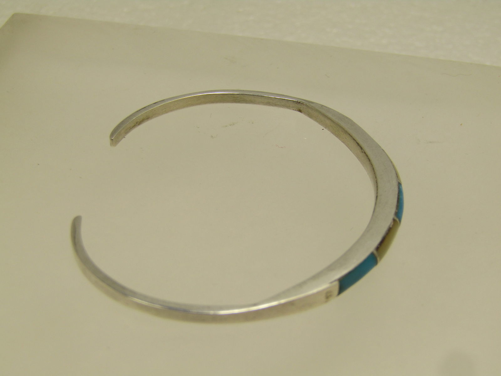 Vintage Sterling Turquoise Mother-of-Pearl Cuff Bracelet, 6.25", 1970's-1980's - 5