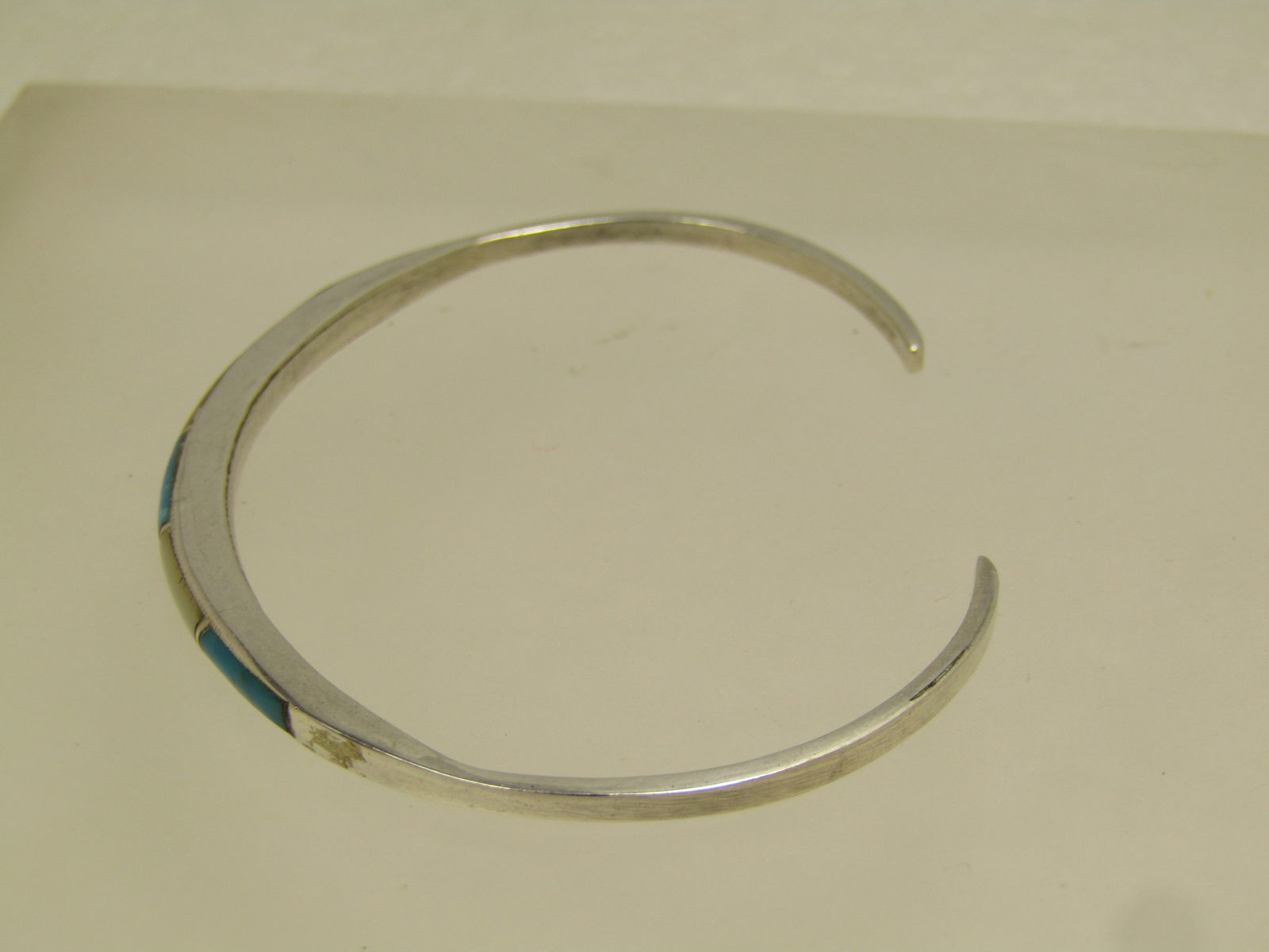 Vintage Sterling Turquoise Mother-of-Pearl Cuff Bracelet, 6.25", 1970's-1980's - 6