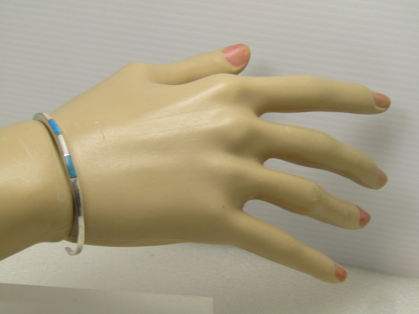 Vintage Sterling Turquoise Mother-of-Pearl Cuff Bracelet, 6.25", 1970's-1980's - 7