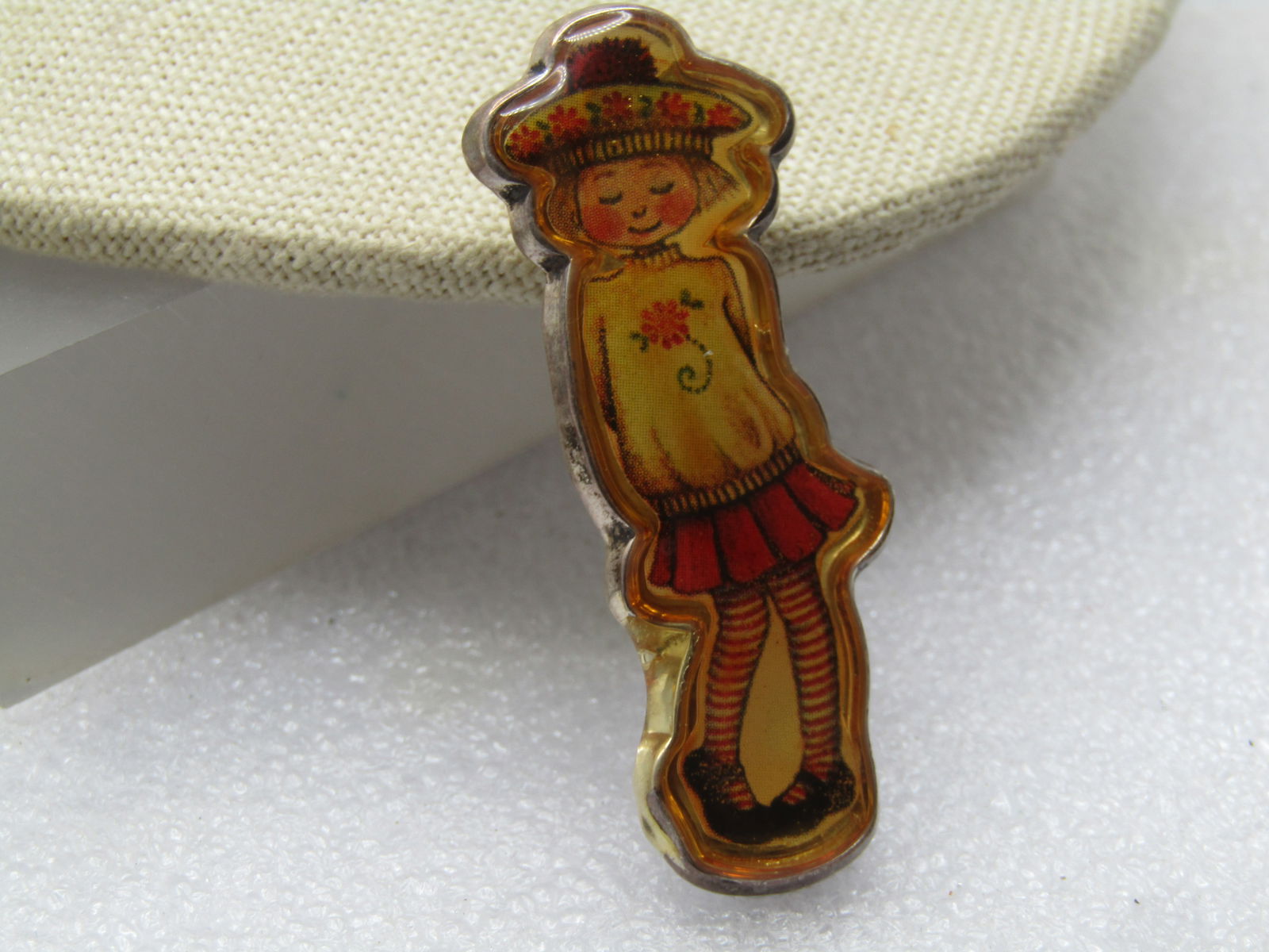 Vintage Sterling Girl Image Insert Brooch, Signed Meink, Mexico, 1980's - 2