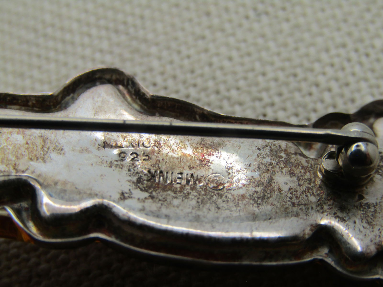Vintage Sterling Girl Image Insert Brooch, Signed Meink, Mexico, 1980's - 5