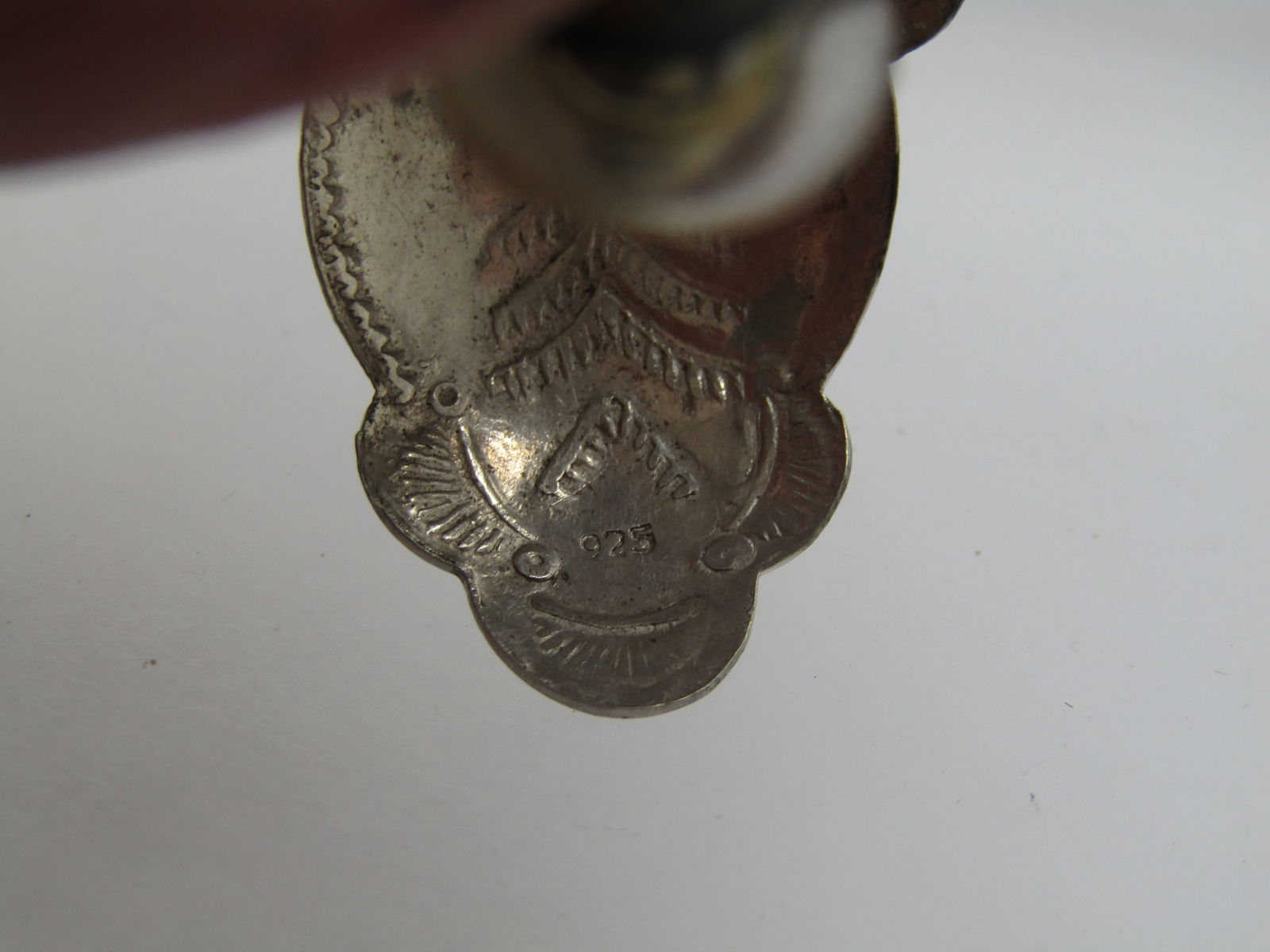 Vintage Sterling Southwestern Half Hoop Earrings, 1.5", Pierced, 1960's-1970's - 7