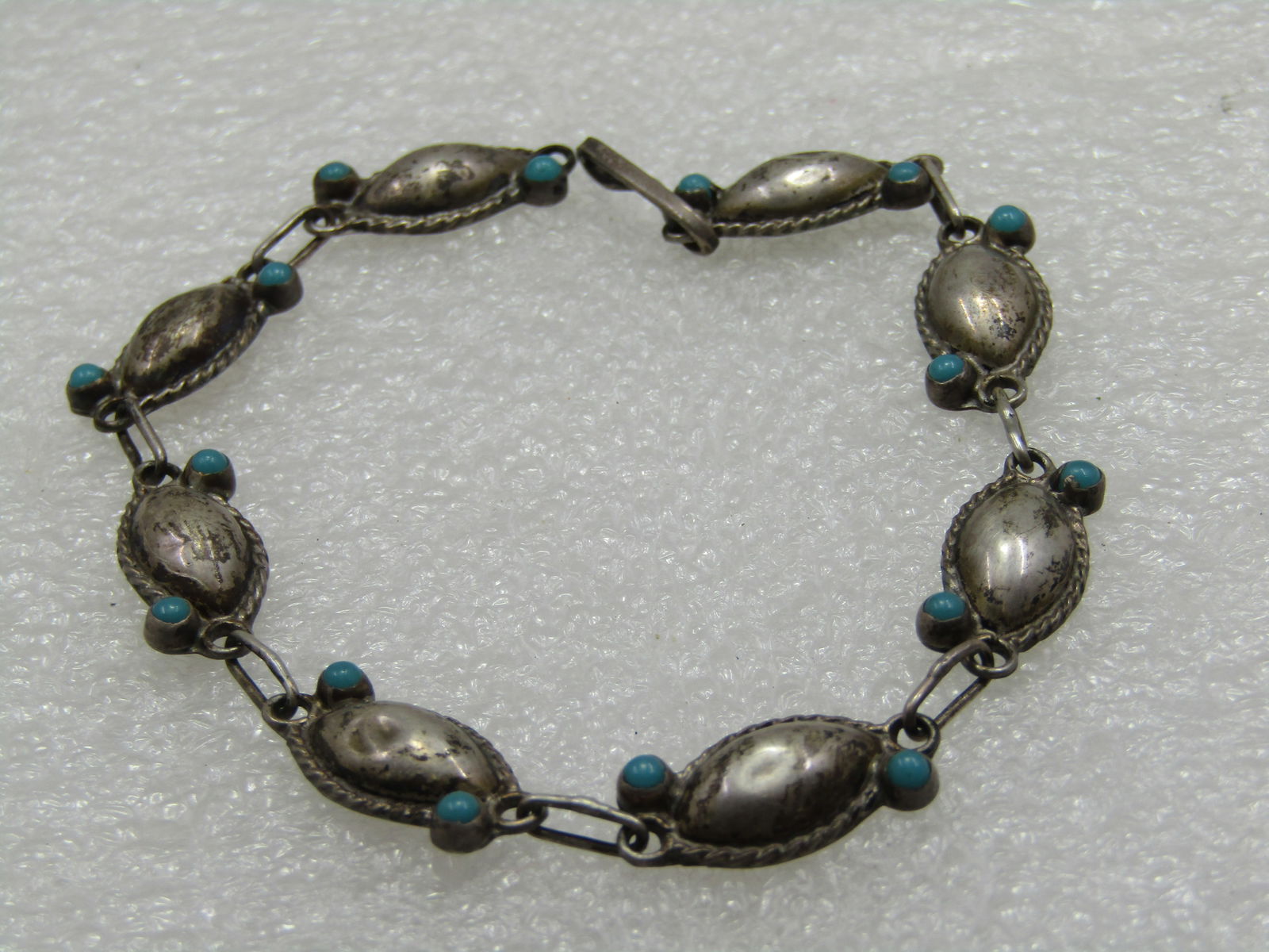 Vintage Sterilng Turquoise Taxco, Mexico Bracelet 7.5", 1970's - 3