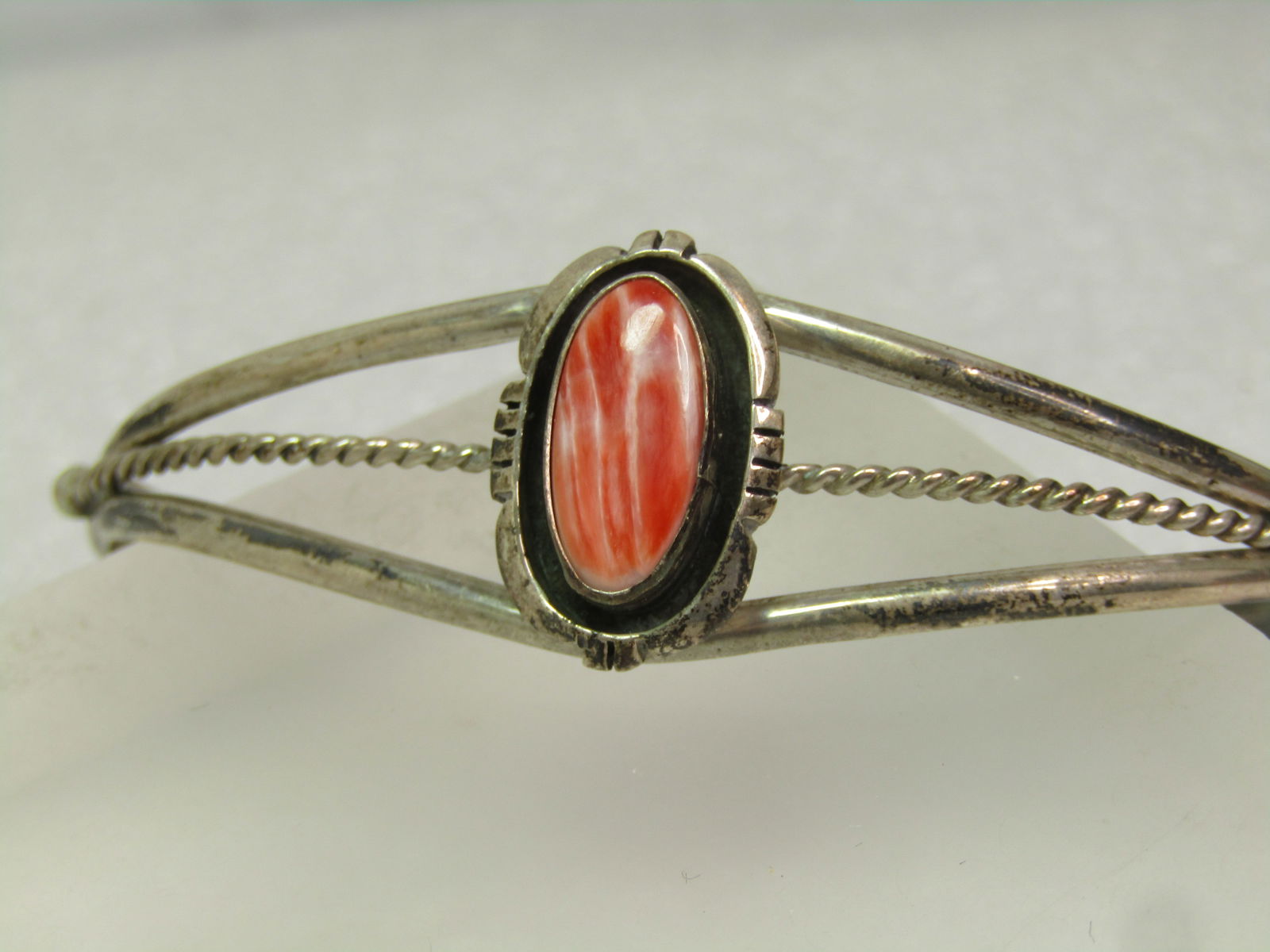 Vintage Sterling Agate Cuff Bracelet, Unisex, S. 7.25, Signed L.M., 1980's - 5