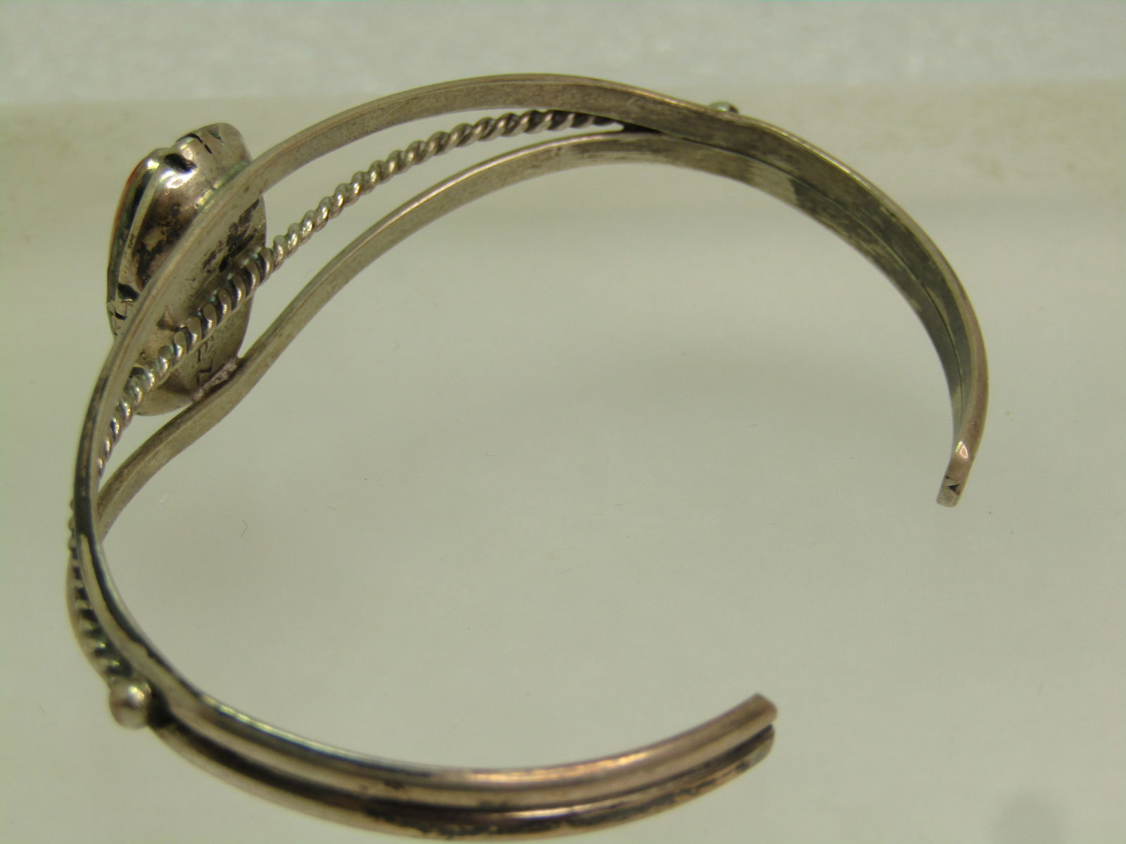 Vintage Sterling Agate Cuff Bracelet, Unisex, S. 7.25, Signed L.M., 1980's - 6