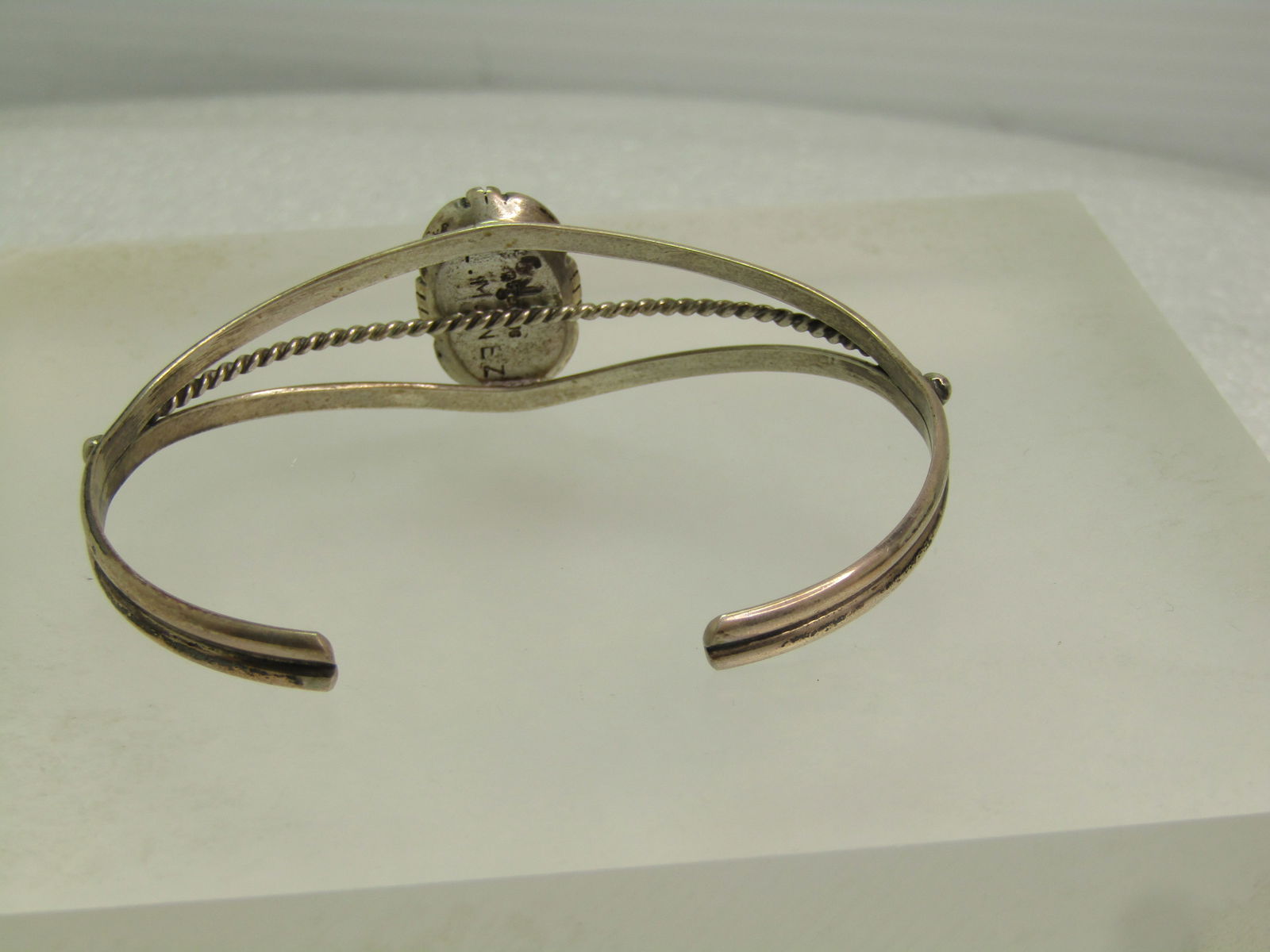 Vintage Sterling Agate Cuff Bracelet, Unisex, S. 7.25, Signed L.M., 1980's - 8