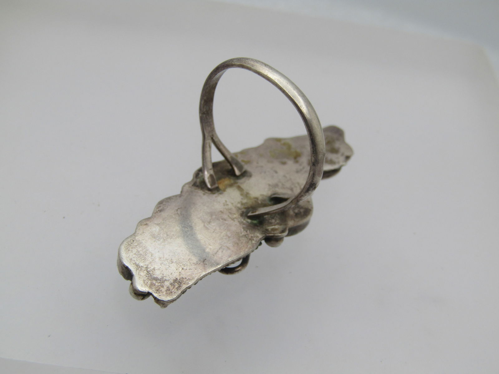 Vintage Sterling Southwestern Turquoise Ring, Sz. 9, Long . 1970's-1980's, Unisex - 6