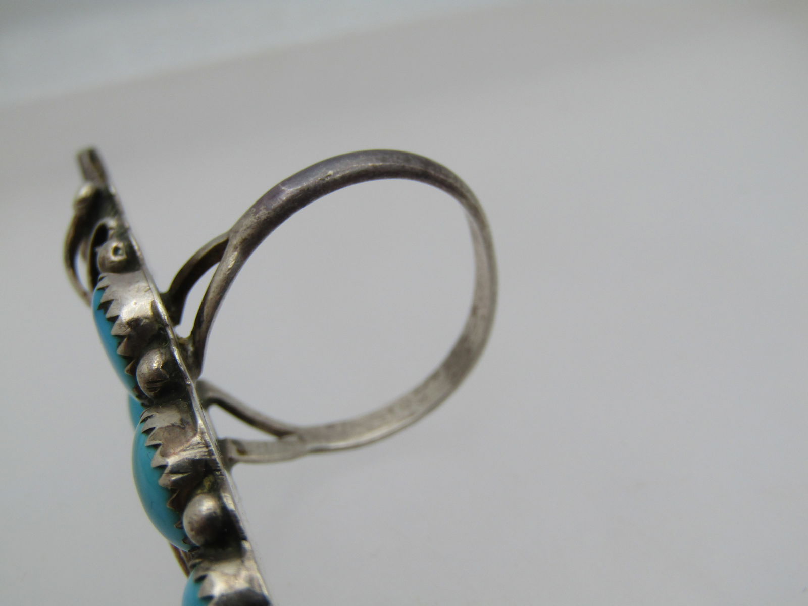 Vintage Sterling Southwestern Turquoise Ring, Sz. 9, Long . 1970's-1980's, Unisex - 7