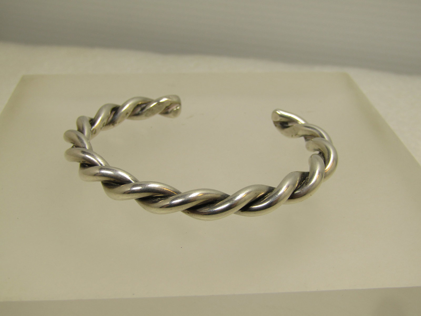Vintage Sterling Heavy Twisted Cuff Bracelet 5.75", 1980's-1990's. (1 of 6)