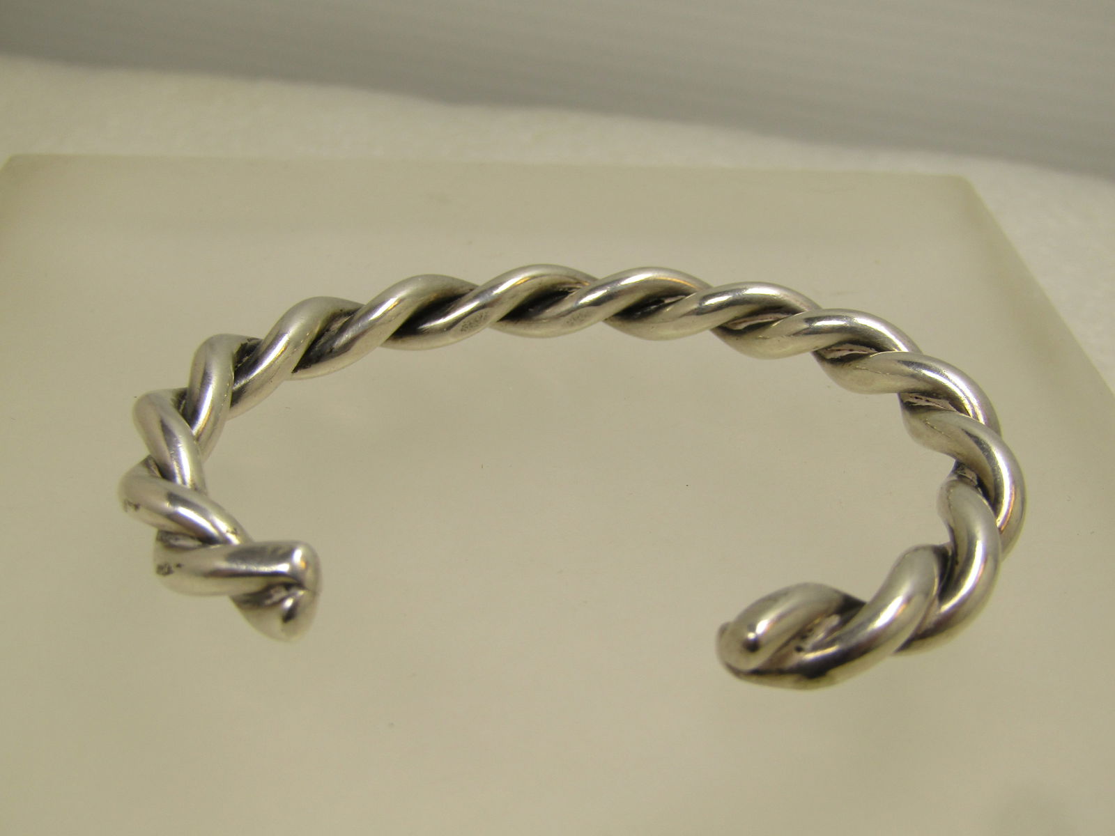 Vintage Sterling Heavy Twisted Cuff Bracelet 5.75", 1980's-1990's. - 3