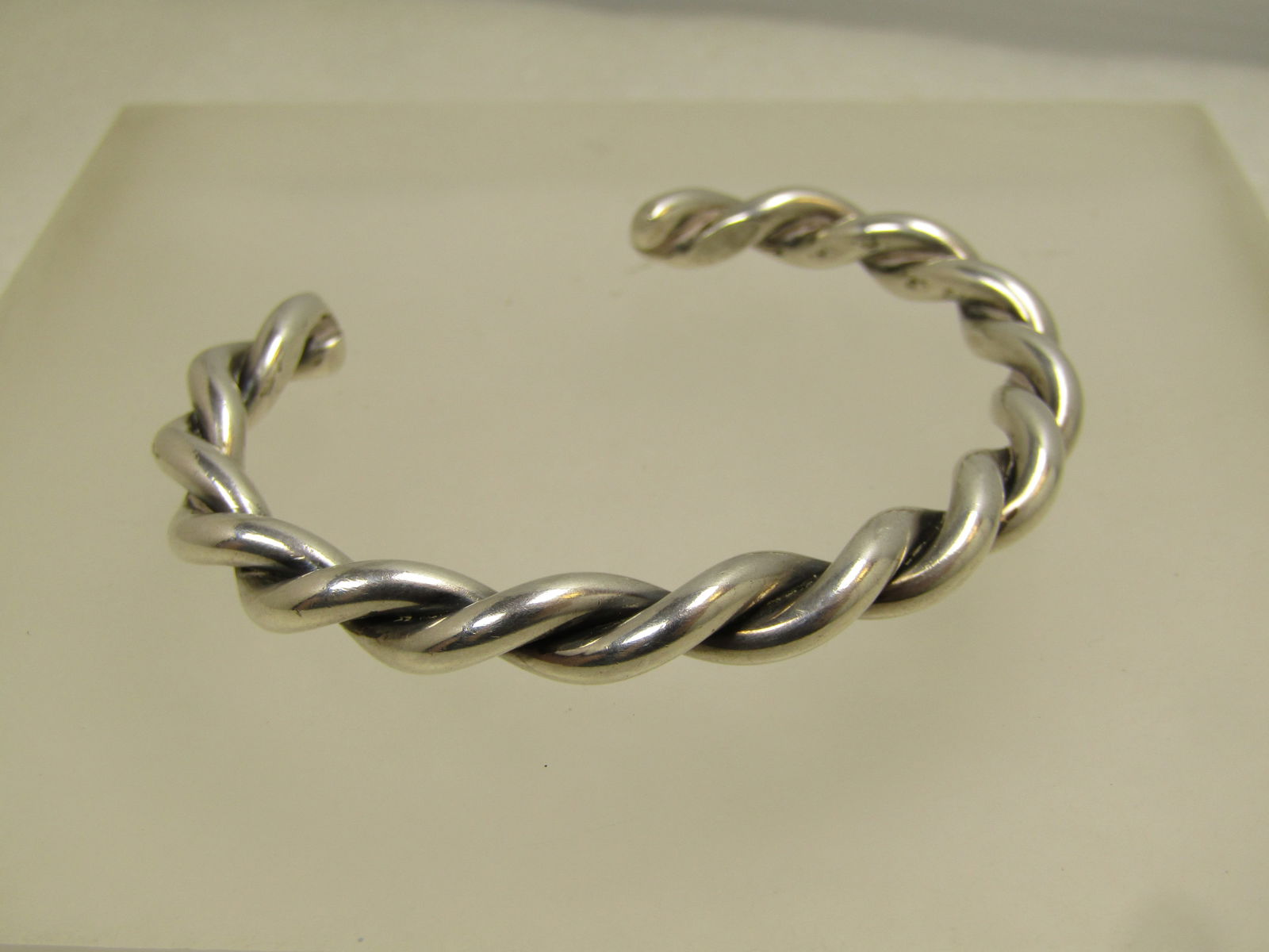 Vintage Sterling Heavy Twisted Cuff Bracelet 5.75", 1980's-1990's. - 4