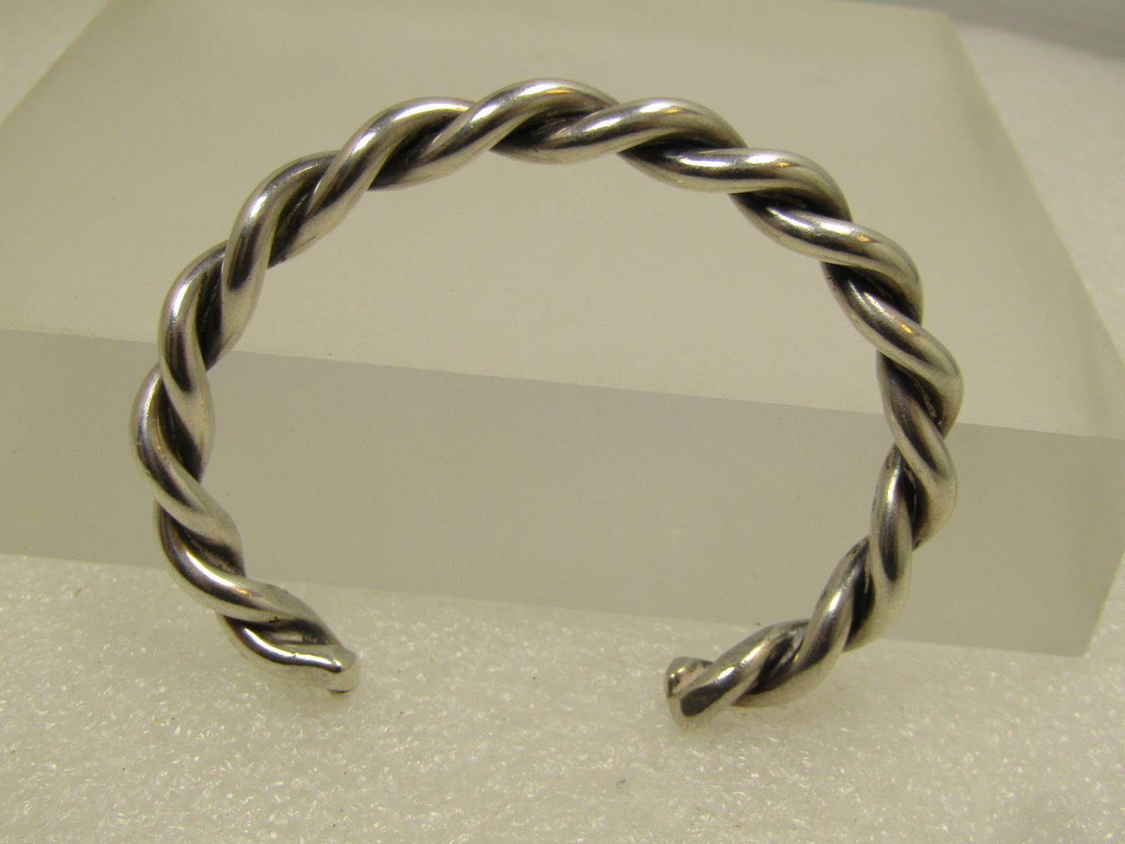 Vintage Sterling Heavy Twisted Cuff Bracelet 5.75", 1980's-1990's. - 5