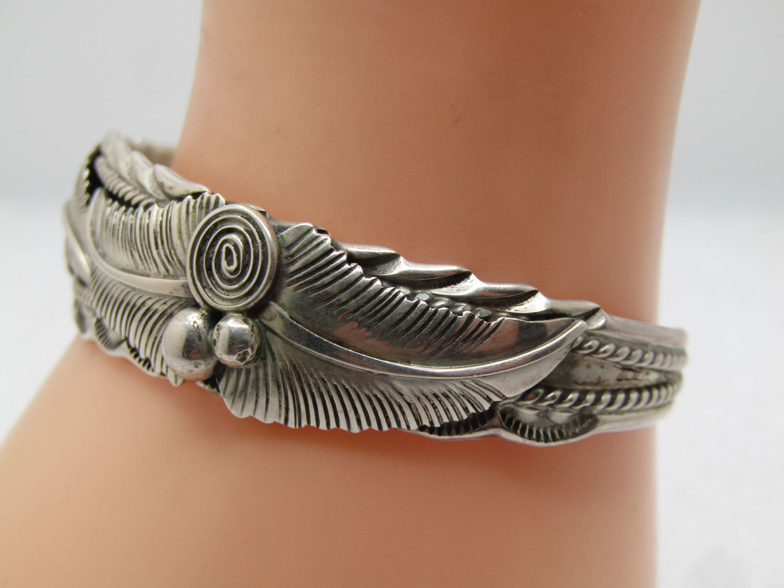 Vintage Sterling Navajo Cuff Bracelet, 6.75", 1980's, Signed LC (Lee Charley, Jr.) - 2