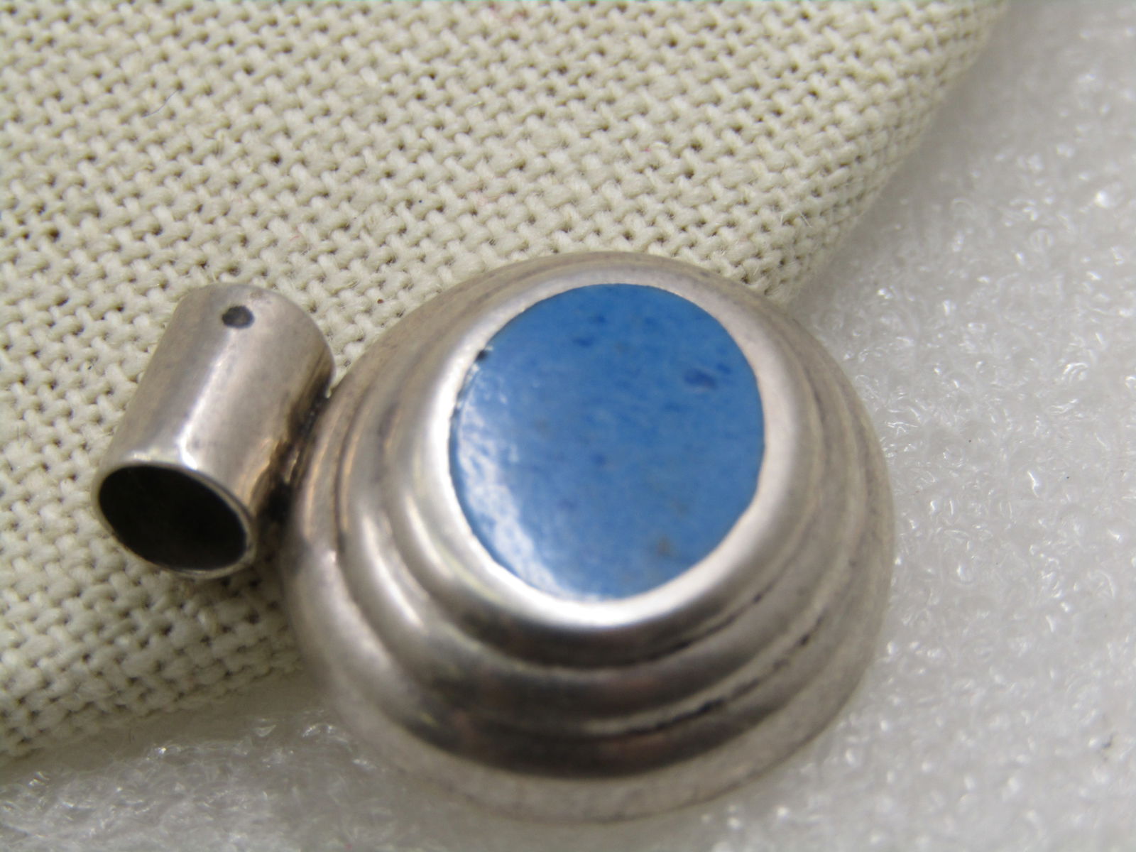 Vintage Sterling Tiered Blue Stone Slide Pendant, Mexico ATI, 1" - 2