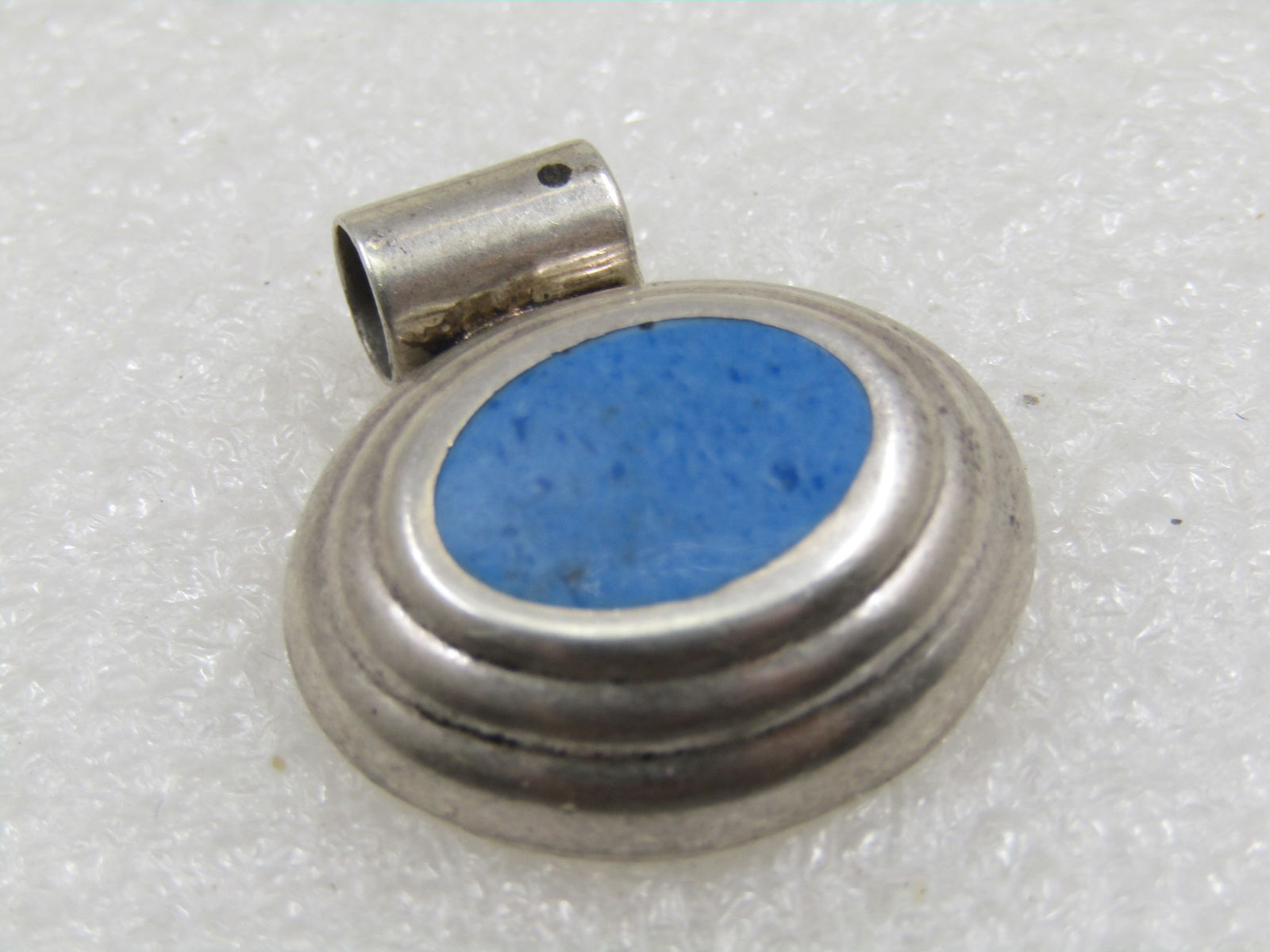Vintage Sterling Tiered Blue Stone Slide Pendant, Mexico ATI, 1" - 3