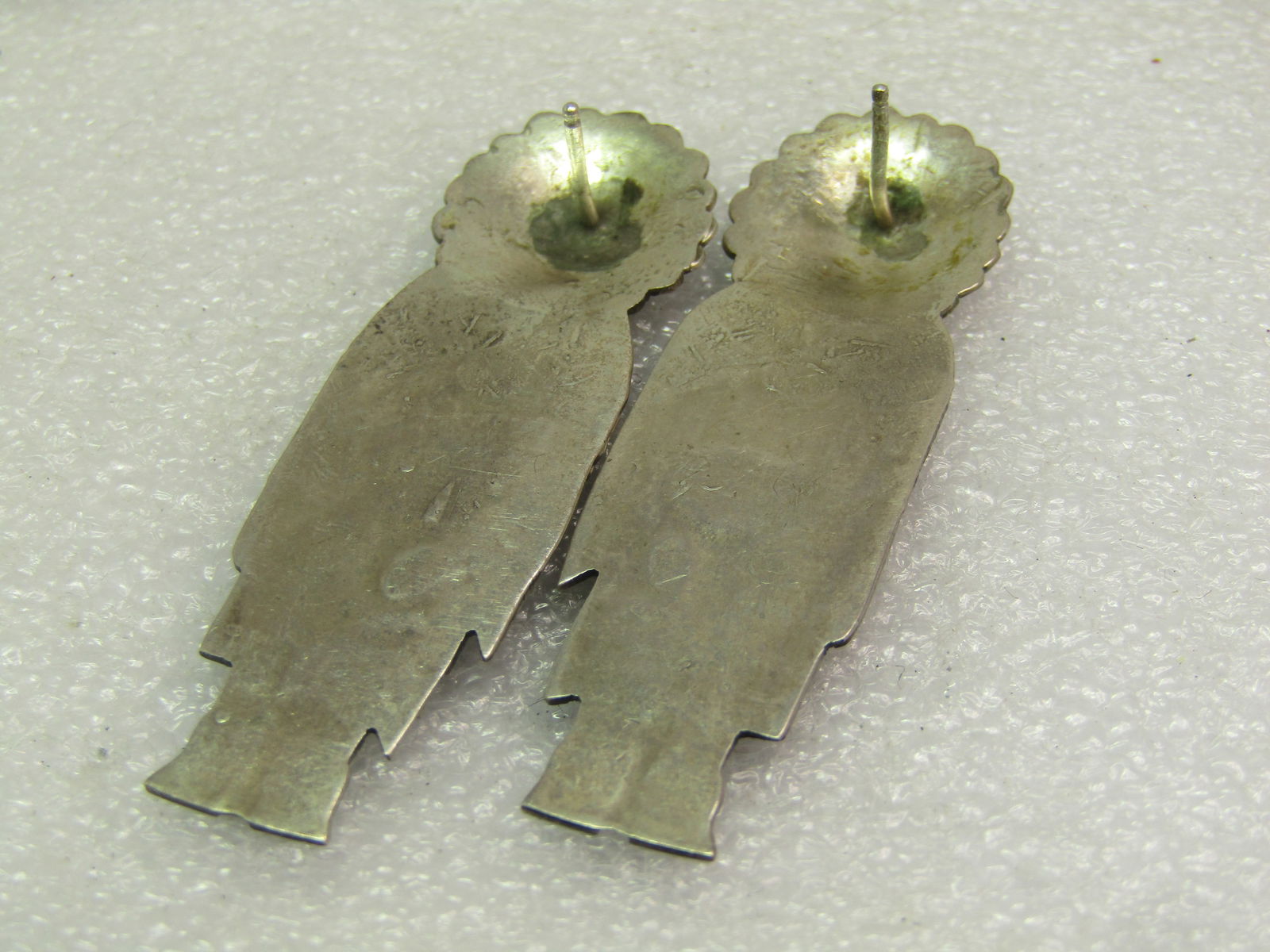 Vintage Sterling Southwestern Sunface Kachina Earrings, Pierced 1960's-1970's, 2" - 3