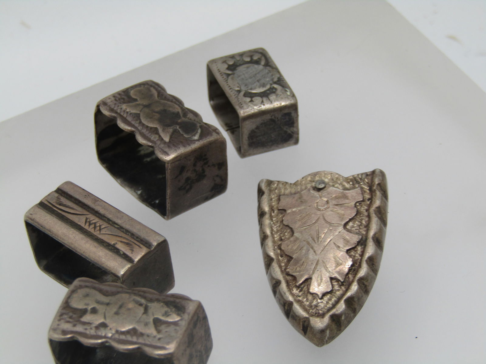 Vintage Sterling Southwestern Ranger Belt Pieces, Tip and 4 Keepers, Mexico - 2