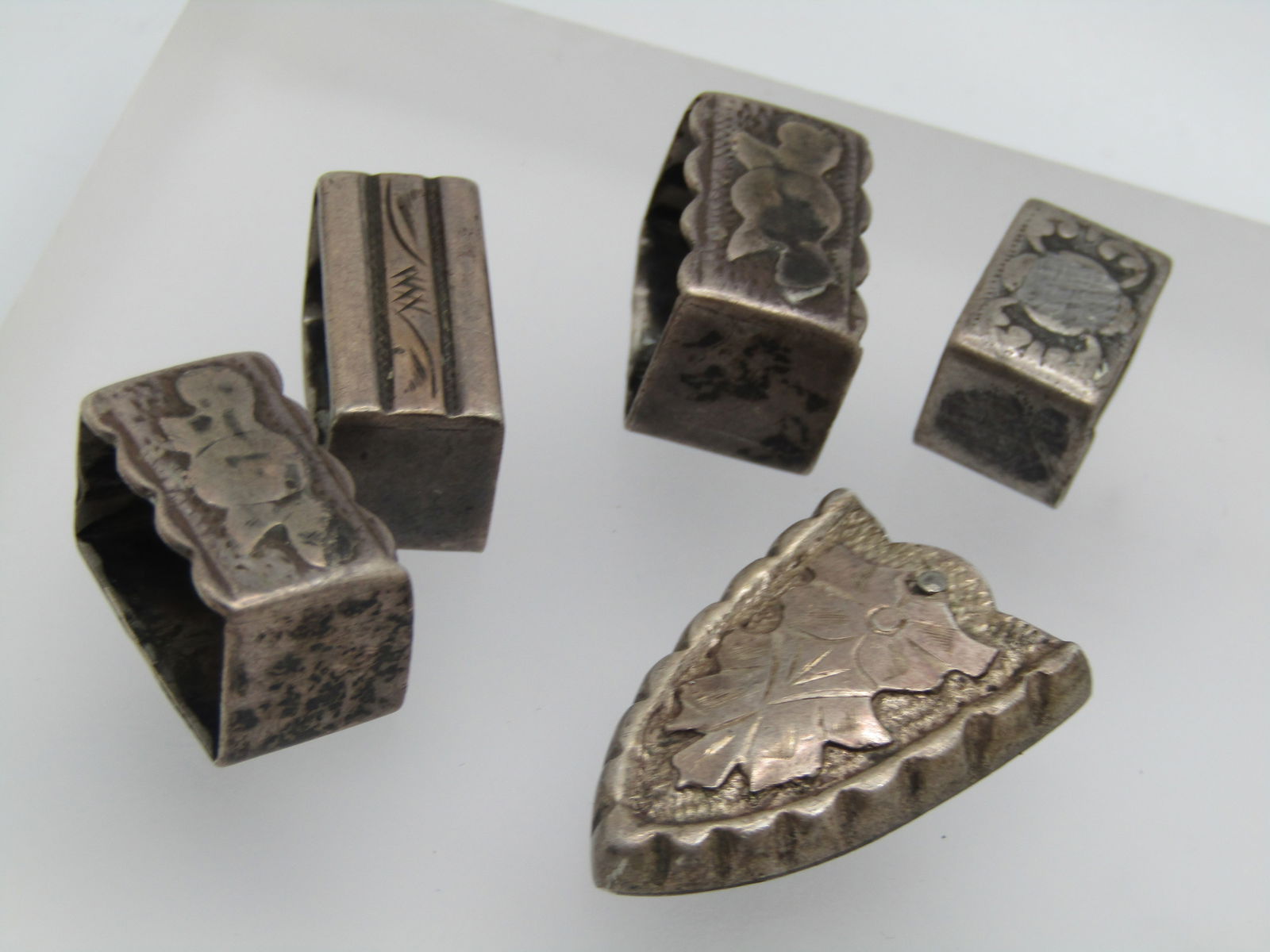 Vintage Sterling Southwestern Ranger Belt Pieces, Tip and 4 Keepers, Mexico - 3