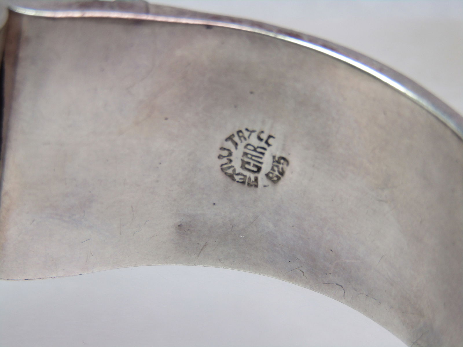 Vintage Sterling Hinged Abalone Cuff Bracelet Signed GAR, Taxco, Mexico, 6.5", 1950's-1970's - 6