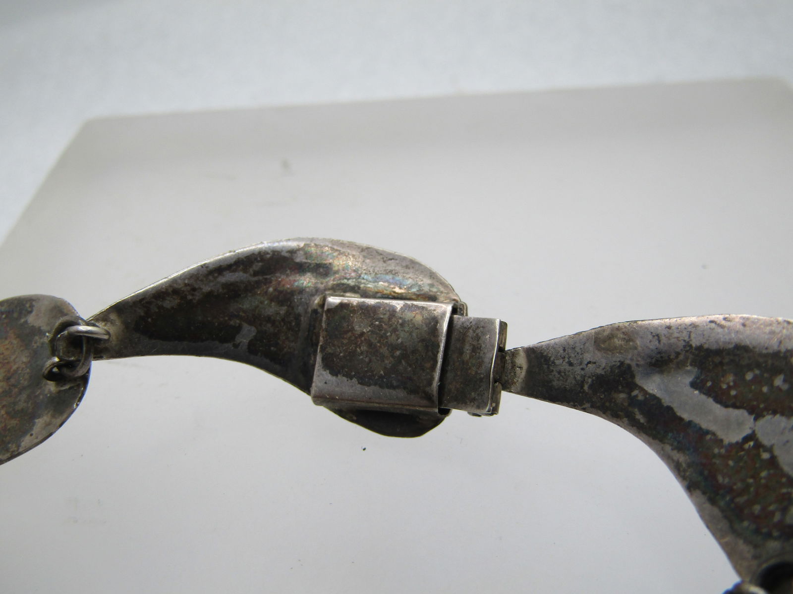 Vintage Sterling Mexican Abalone Necklace, 1940's-1950's, 15", Taxco, Signed - 10