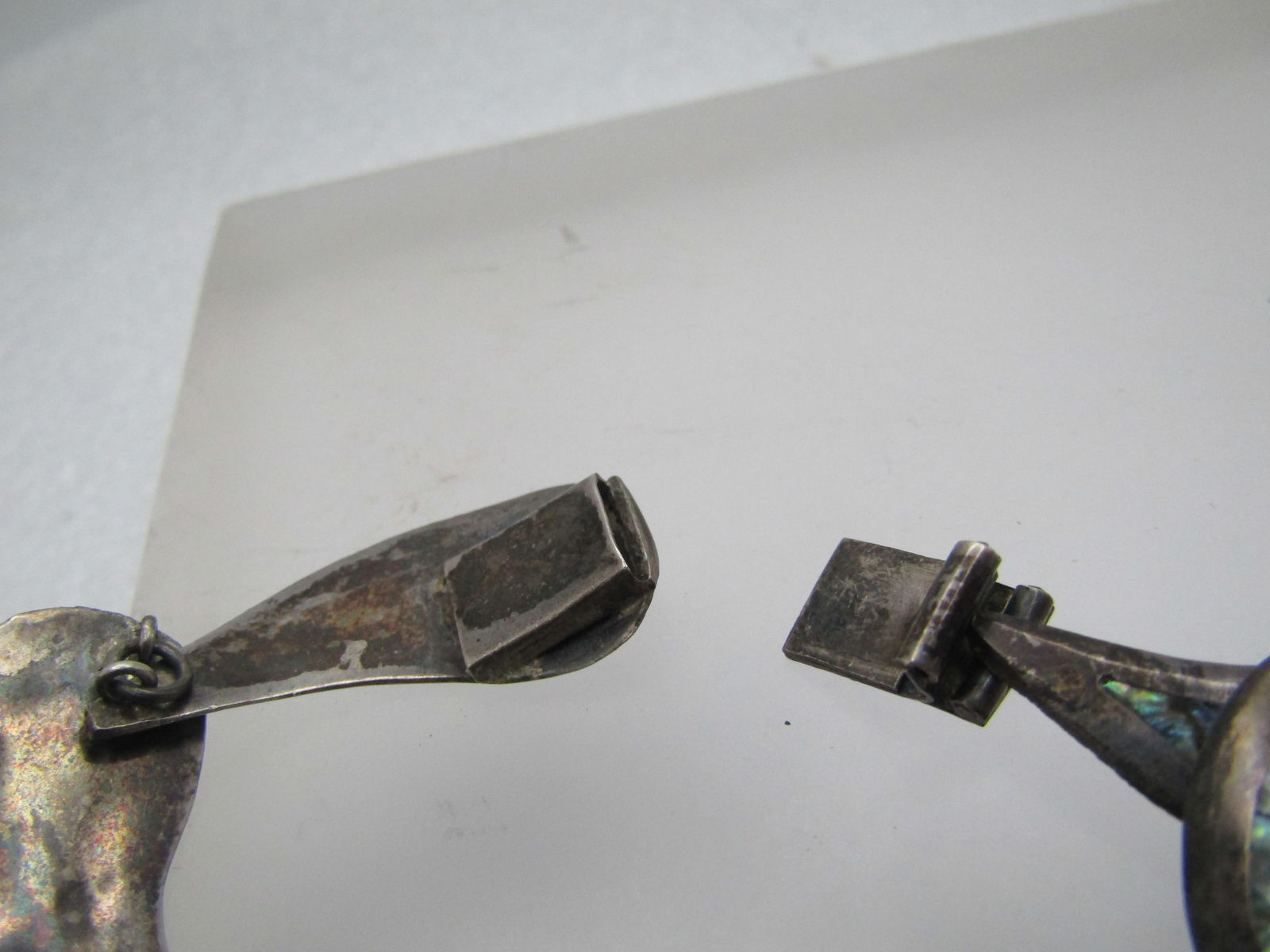 Vintage Sterling Mexican Abalone Necklace, 1940's-1950's, 15", Taxco, Signed - 11