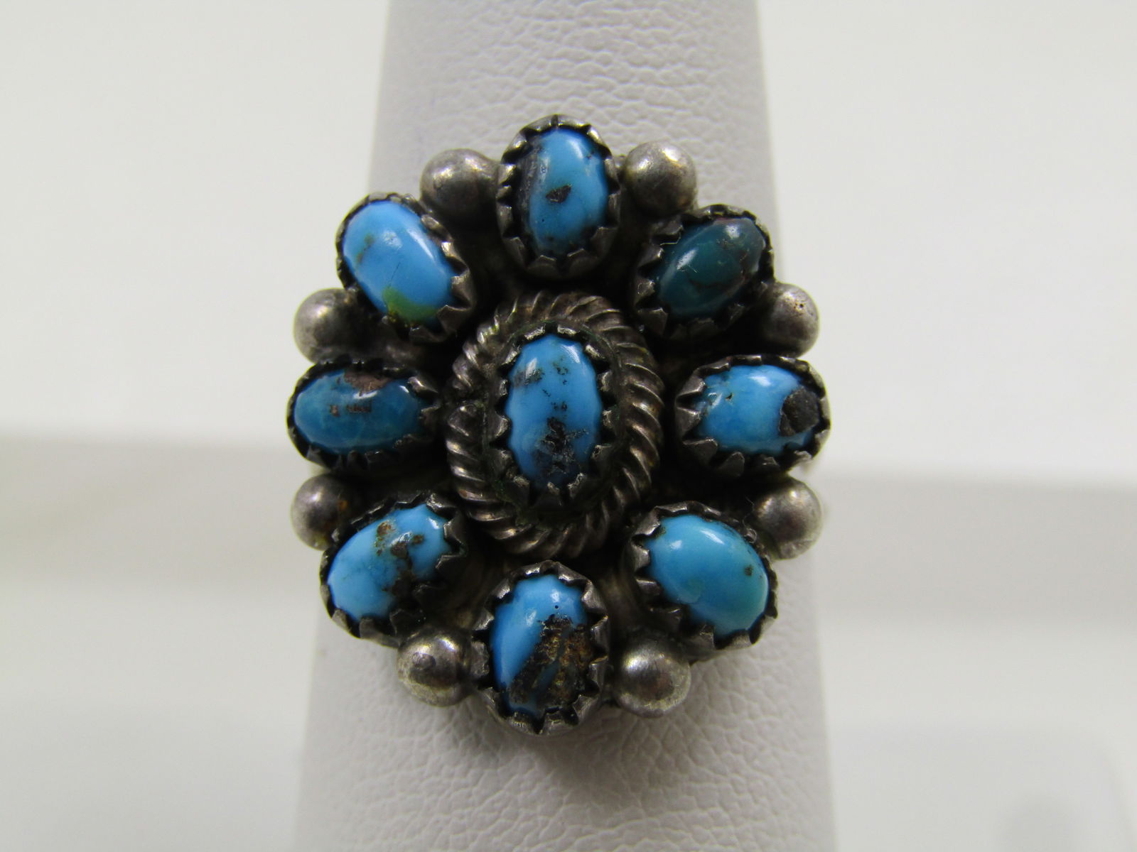 Vintage Sterling Southwestern Turquoise Ring, Sz. 7.75, Unisex, 1960's-1980's (1 of 5)