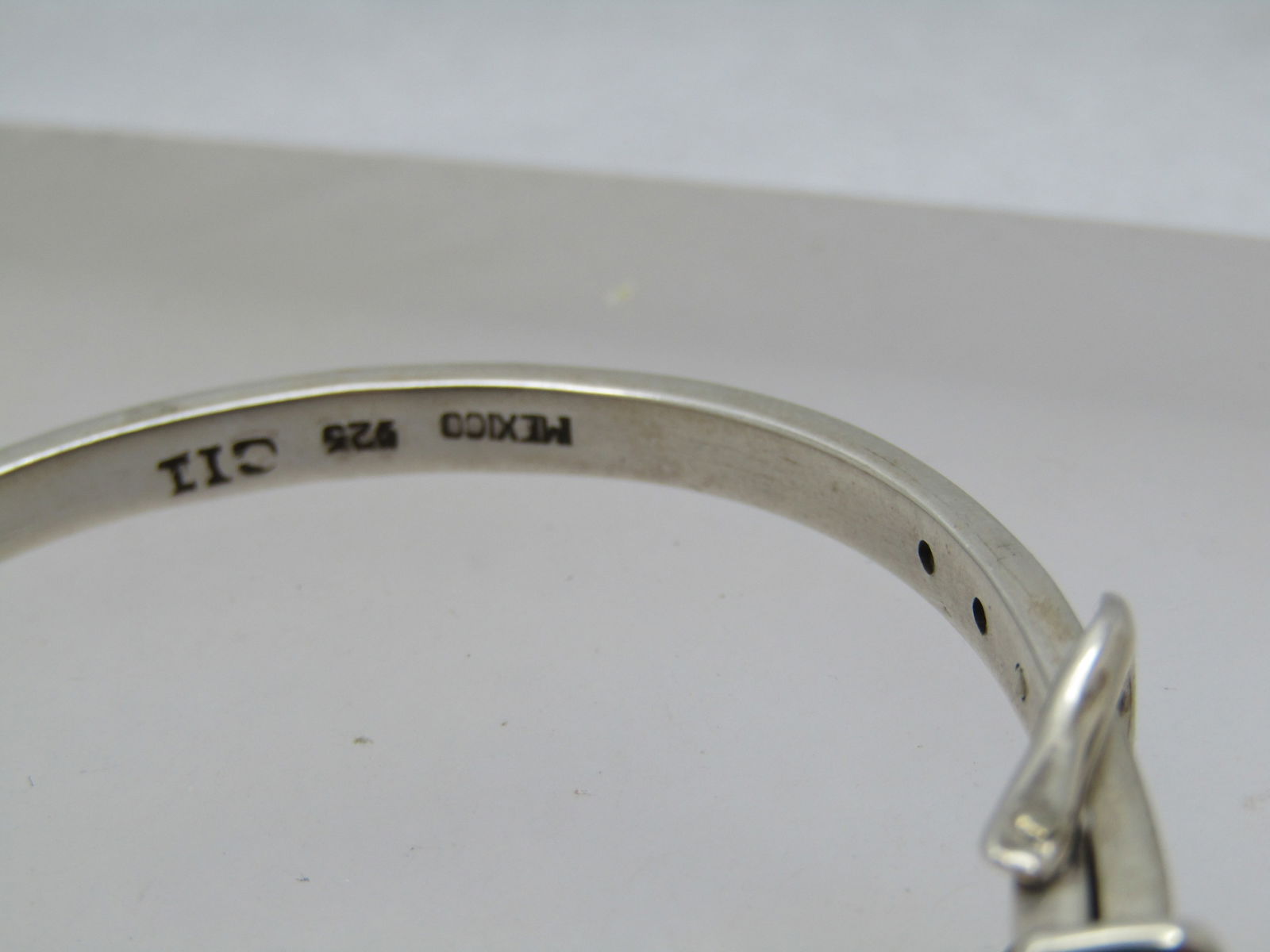 Vintage Sterling Belt Bangle Bracelet, Mexico Modernist, Signed CII, 1970's-1980's, 6.25"-7" - 2