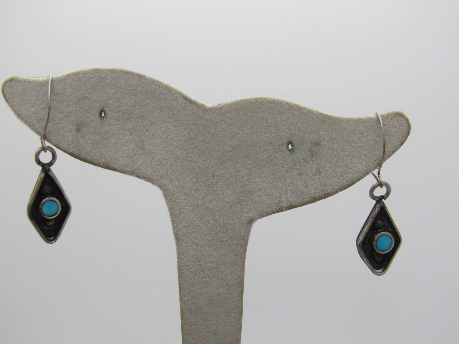 Vintage Sterling Southwestern Turquoise Earrings, 1960's-1970's. - 2