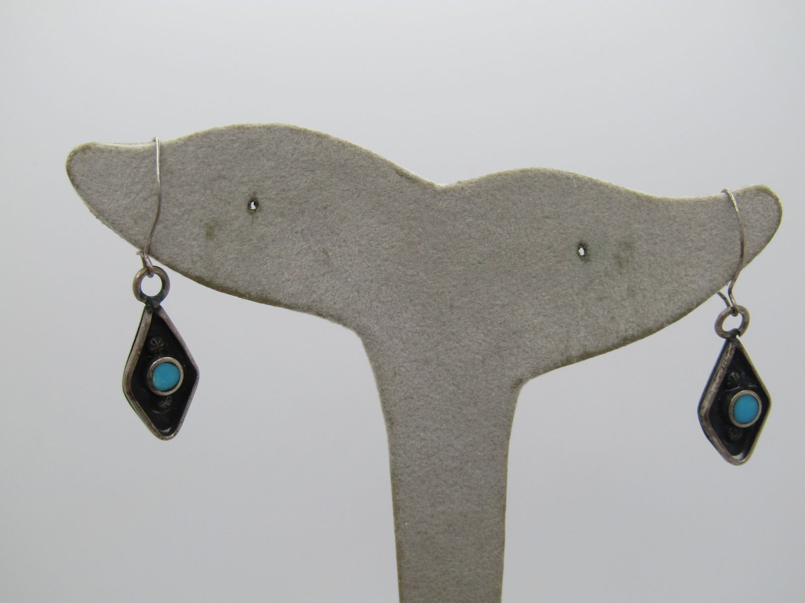 Vintage Sterling Southwestern Turquoise Earrings, 1960's-1970's. - 3