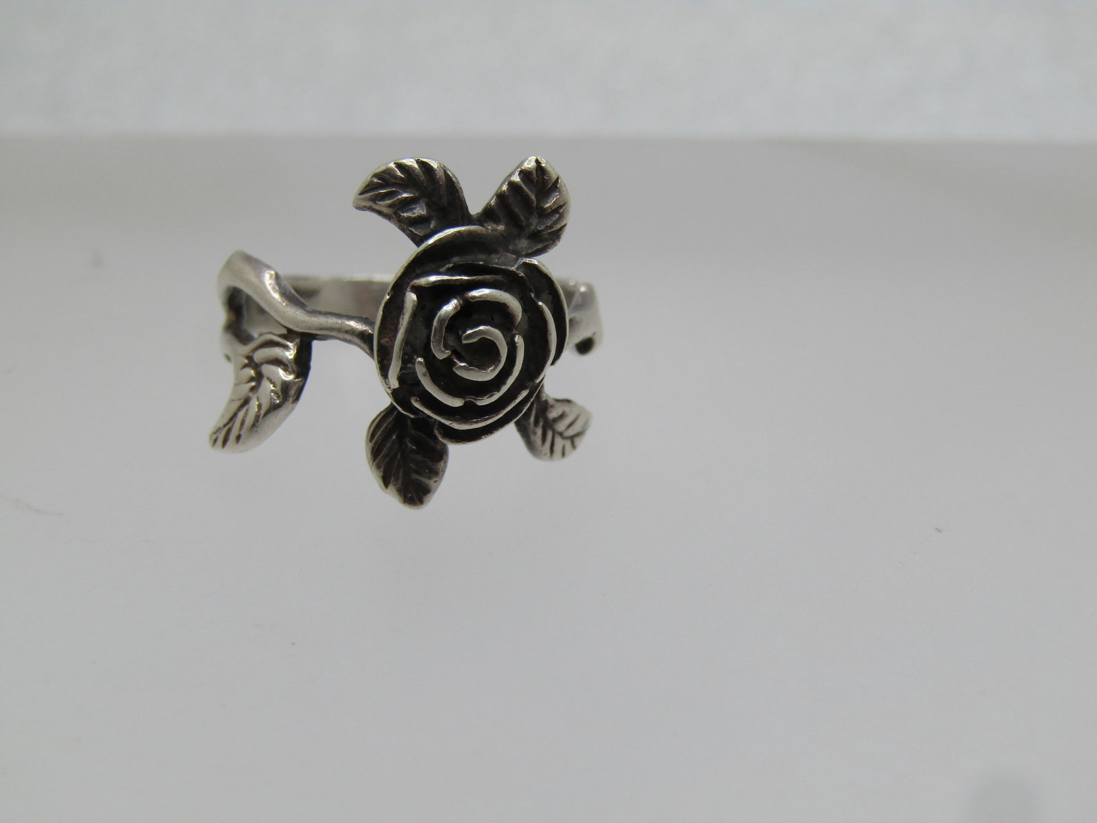 Vintage Sterling Rose Ring, Sz. 5, Mexico, 1960's-1970's (1 of 4)