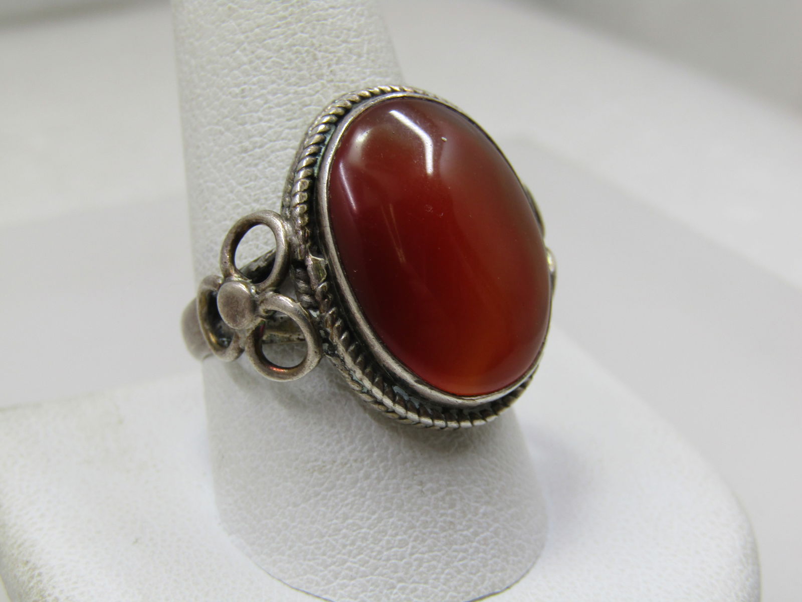 Vintage Sterling Carnelian Ring, Sz. 10.25, Southwestern/Boho, 1960's-1970's. - 2