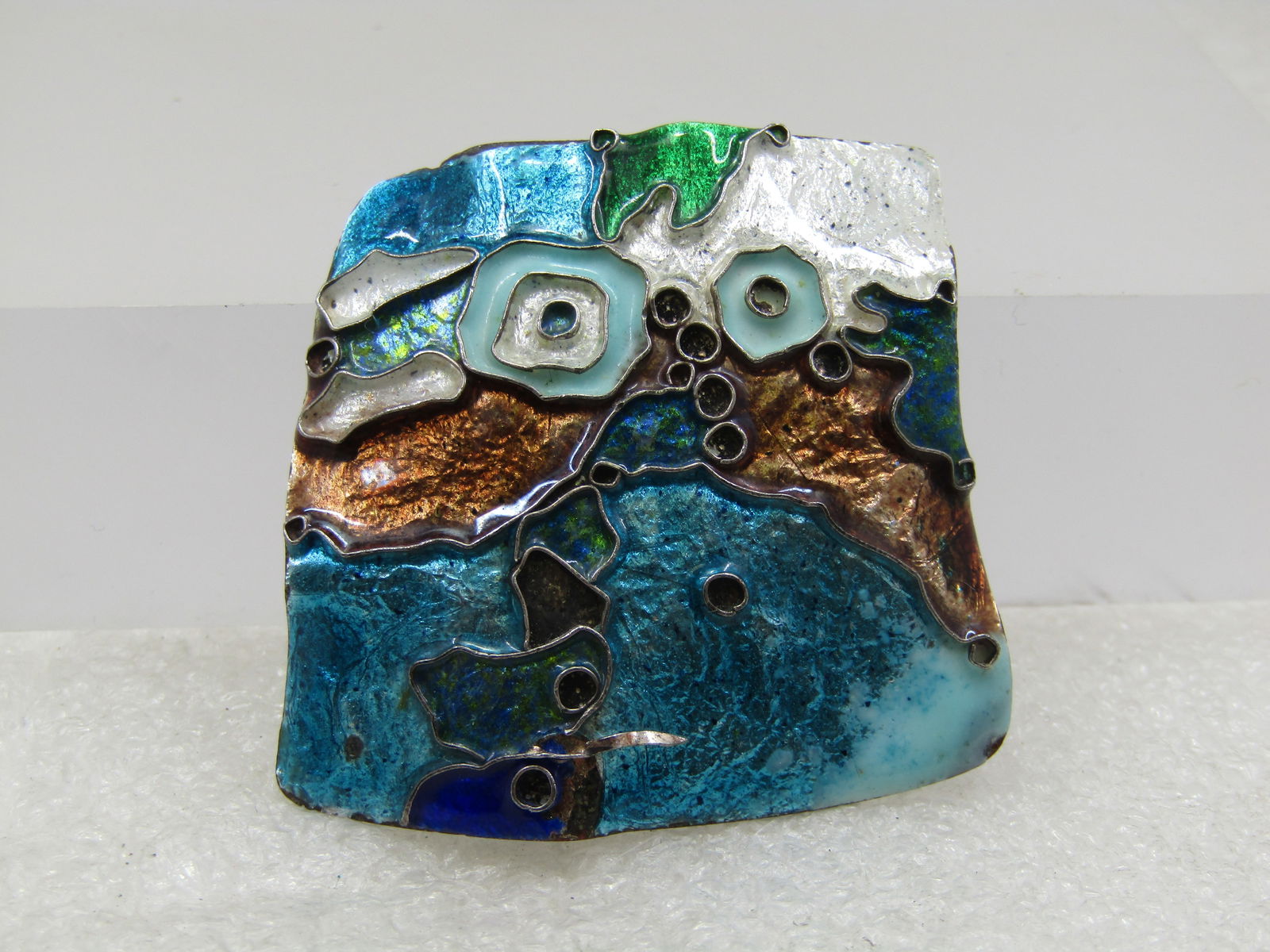 Vintage Mod Abstract Brooch, Elfi Muller & Co., Mid-Century: Title: Vintage Mod Abstract Brooch, Elfi Muller & Co., Mid-Century Description: Vintage Mod Abstract Brooch, Elfi Muller & Co., Wiener Kunsthandwerk. Abrastic brooch with raised detailed lines and