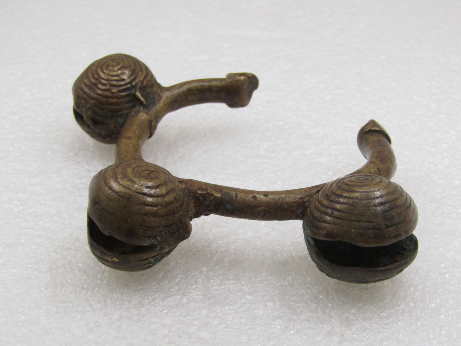 Antique African Tribal Bronze Bell Cuff Bracelet, 6.25" - 2