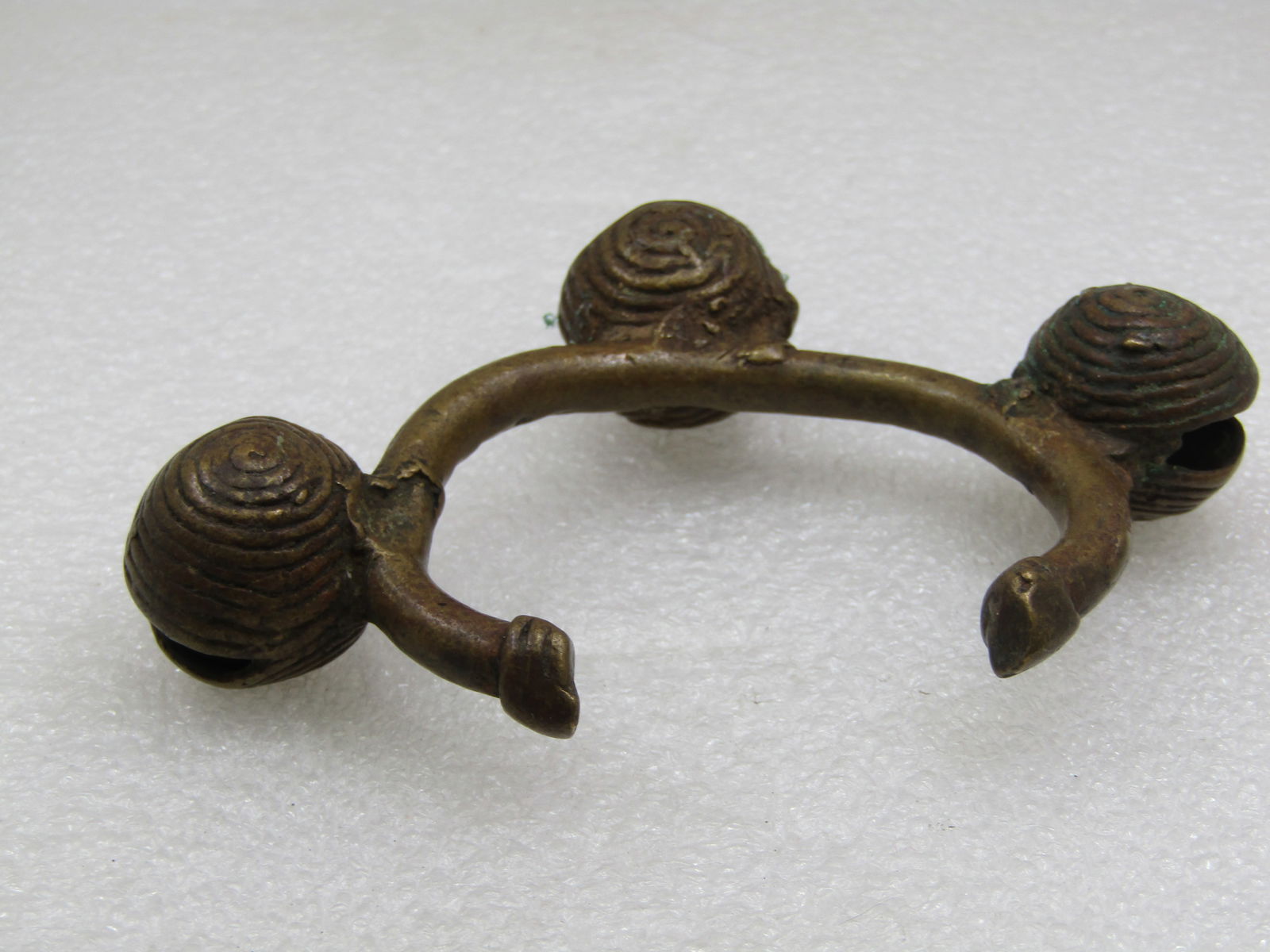Antique African Tribal Bronze Bell Cuff Bracelet, 6.25" - 3