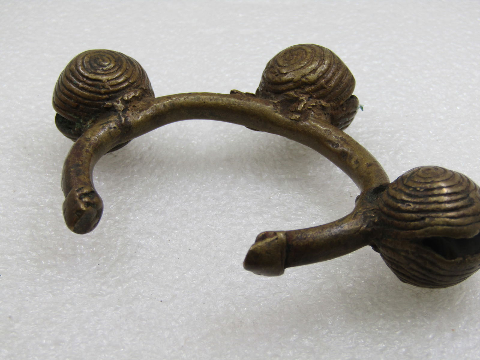 Antique African Tribal Bronze Bell Cuff Bracelet, 6.25" - 6