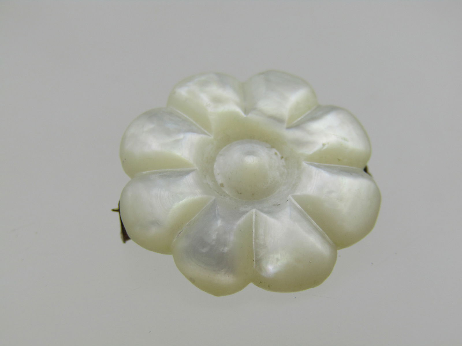 Victorian Carved Mother-of-Pearl Blossom Brooch, C-Clasp, 3/4" - 3