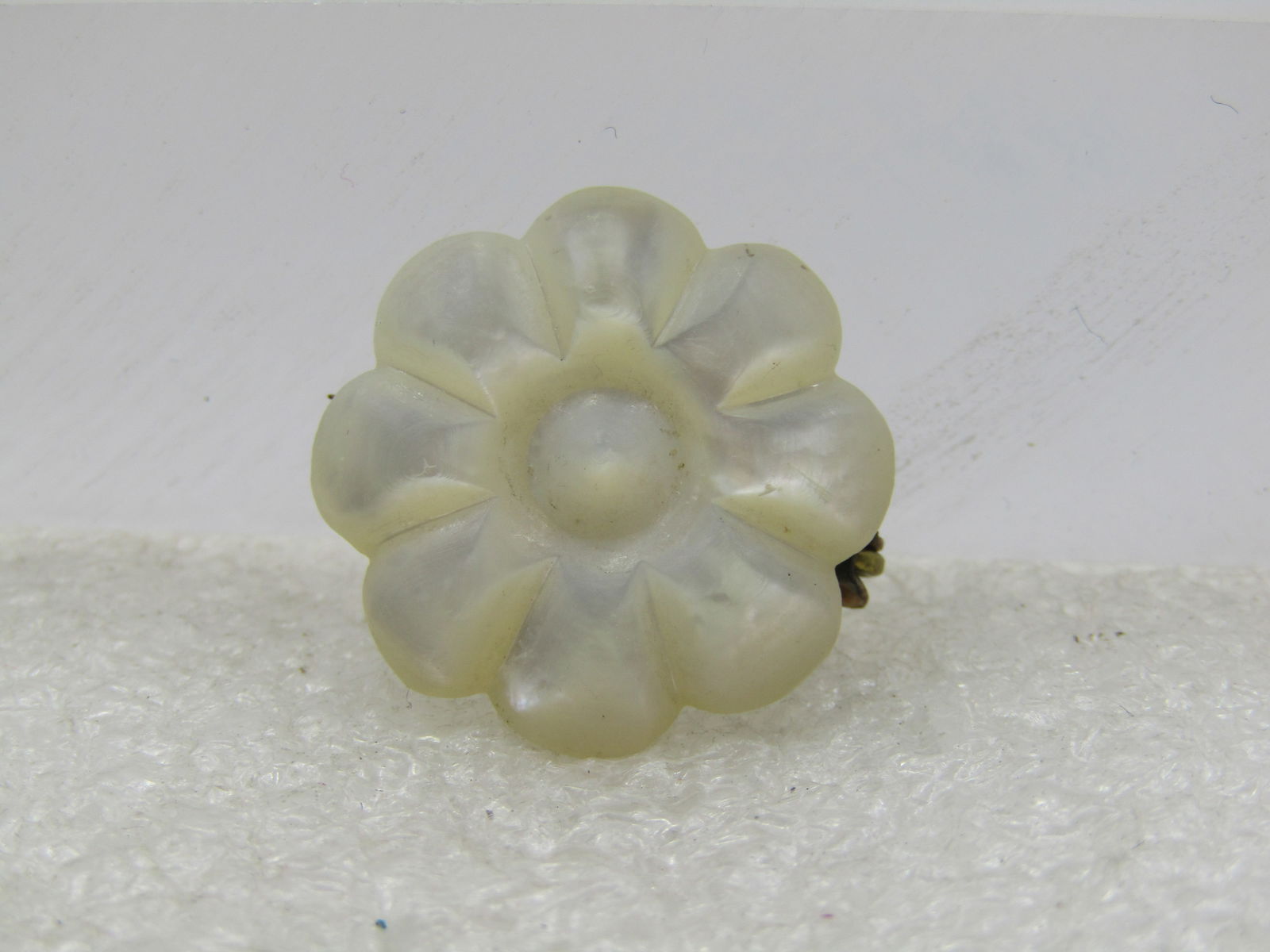 Victorian Carved Mother-of-Pearl Blossom Brooch, C-Clasp, 3/4" - 4